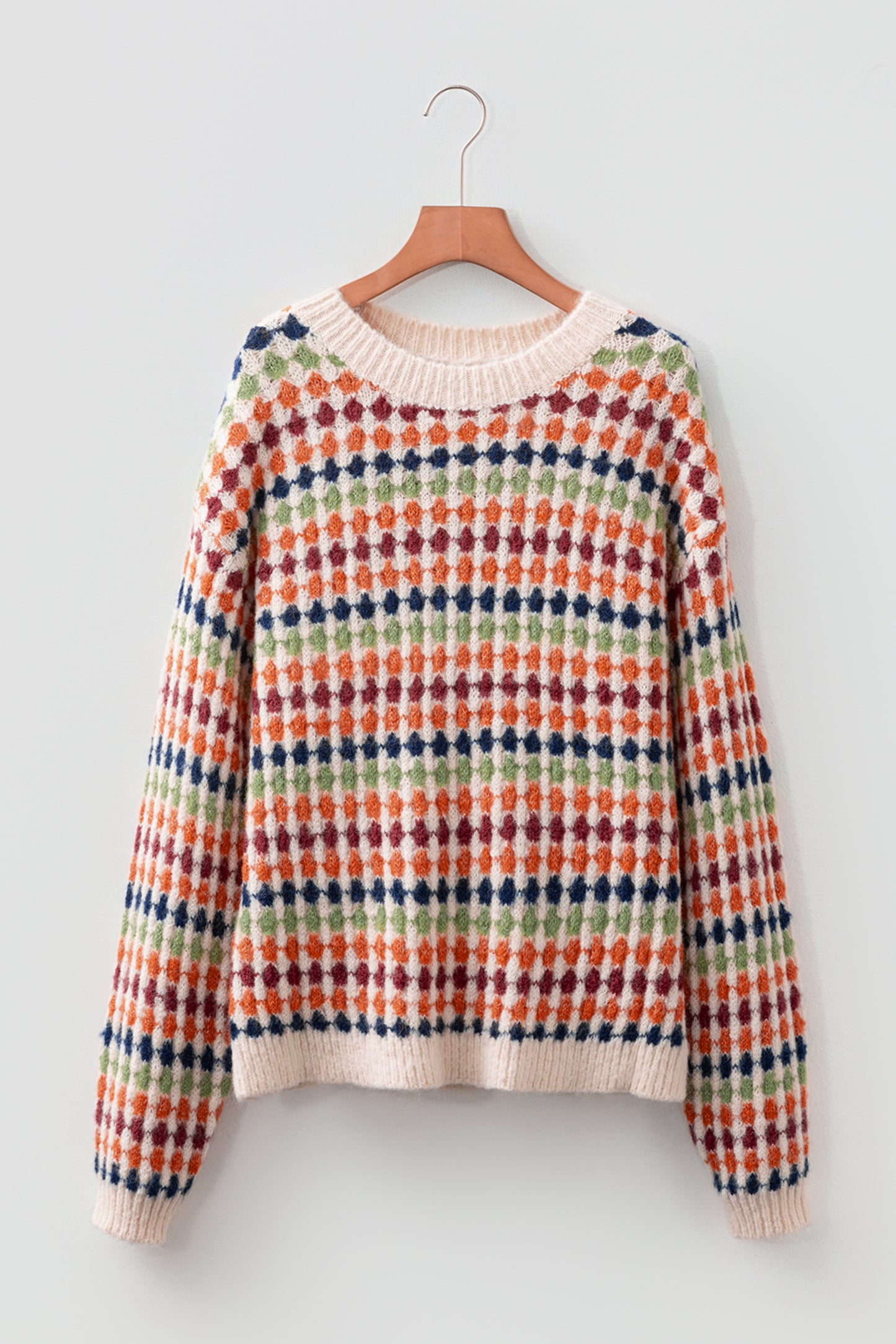 Multicolour Dotty Striped Pattern Knit Drop Shoulder Sweater-TOPS / DRESSES-[Adult]-[Female]-Multicolour-S-2022 Online Blue Zone Planet
