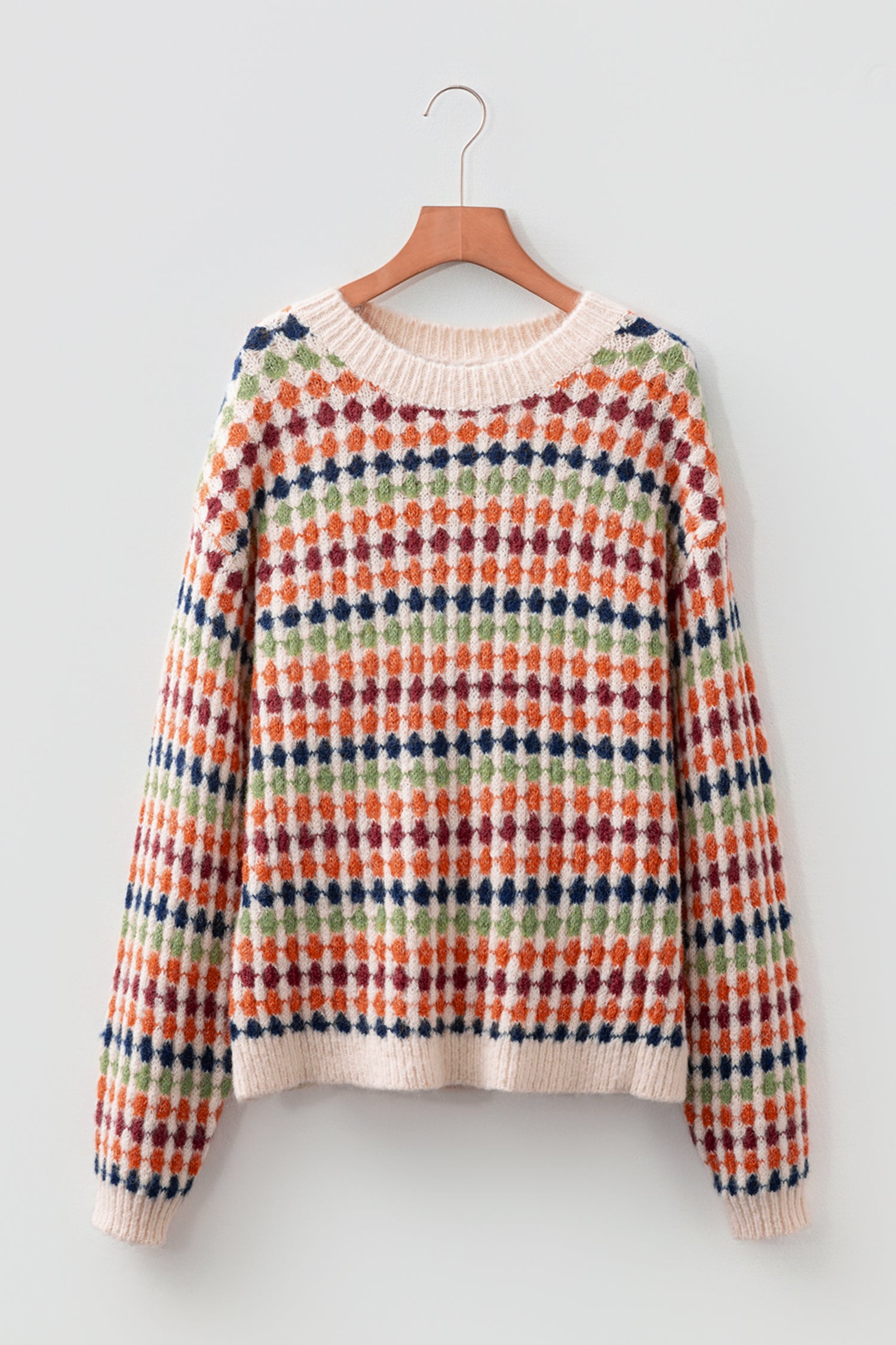 Multicolour Dotty Striped Pattern Knit Drop Shoulder Sweater-TOPS / DRESSES-[Adult]-[Female]-Multicolour-S-2022 Online Blue Zone Planet