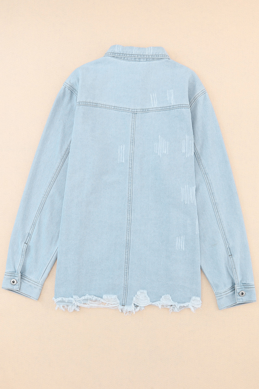 Flap Pocket Raw Hem Denim Jacket-TOPS / DRESSES-[Adult]-[Female]-2022 Online Blue Zone Planet