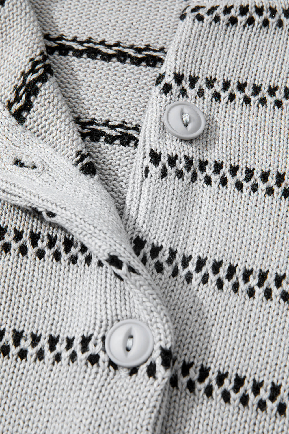 Gray Stripe Button Front Ribbed Trim Short Cardigan-Sweaters & Cardigans/Cardigans-[Adult]-[Female]-2022 Online Blue Zone Planet