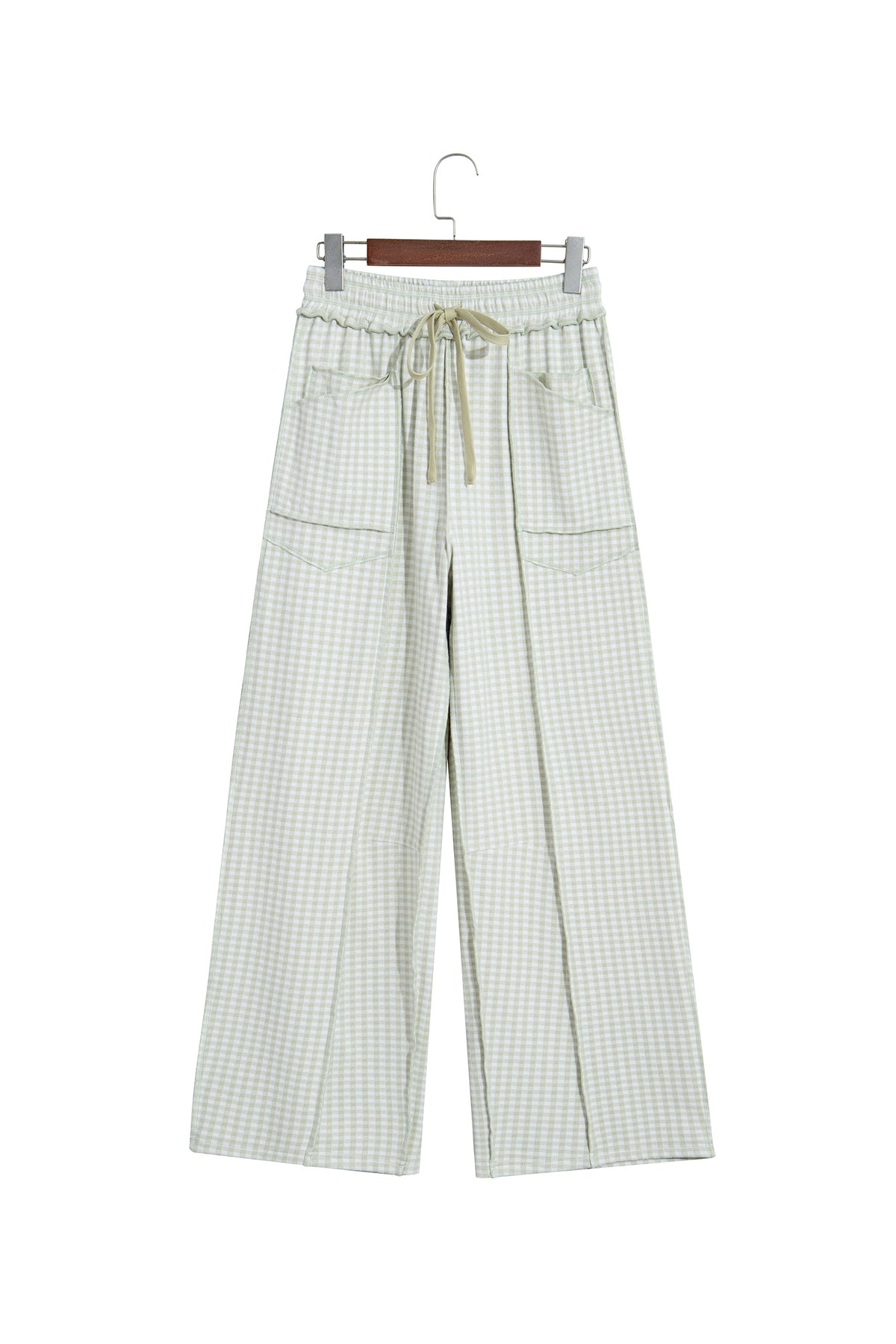 Red Plaid Contrast Trim Drawstring Elastic Waist Shift Pants-Bottoms/Pants & Culotte-[Adult]-[Female]-2022 Online Blue Zone Planet