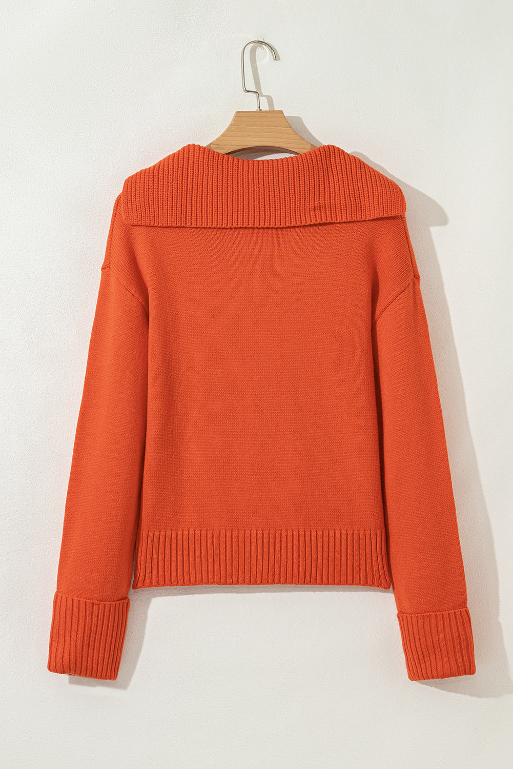 Flamingo Collared V Neck Ribbed Edge Sexy Elegant Sweater-TOPS / DRESSES-[Adult]-[Female]-2022 Online Blue Zone Planet