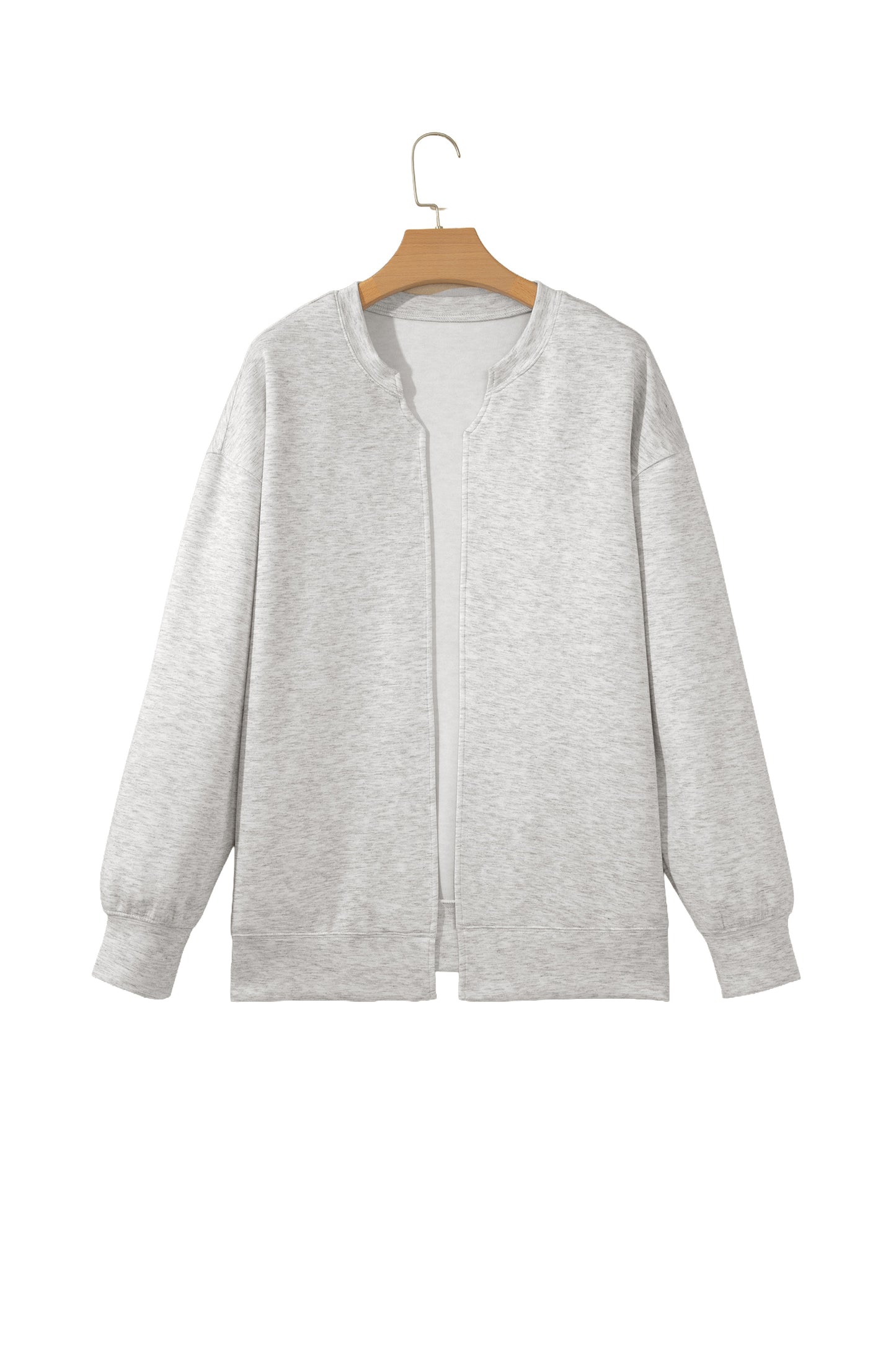 Light Grey Solid Color Zip Front Jacket Style Sweatshirt-Tops/Sweatshirts & Hoodies-[Adult]-[Female]-2022 Online Blue Zone Planet