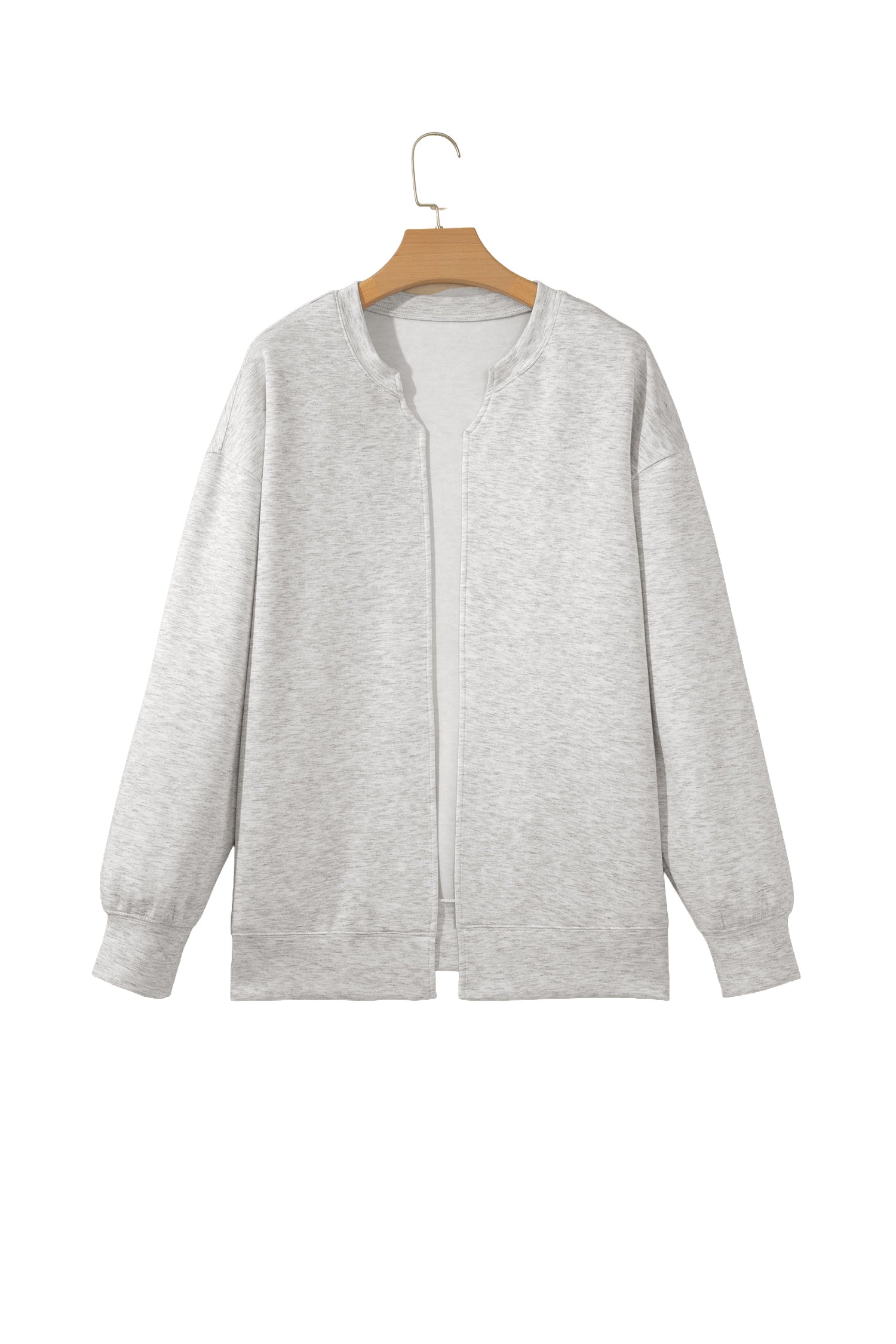 Light Grey Solid Color Zip Front Jacket Style Sweatshirt-Tops/Sweatshirts & Hoodies-[Adult]-[Female]-2022 Online Blue Zone Planet