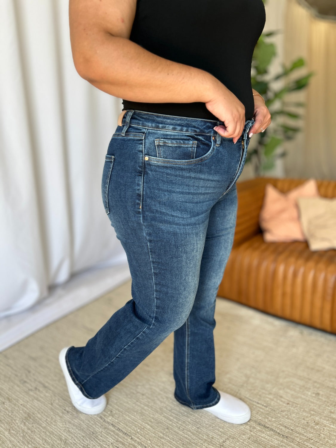 RFM Full Size High Rise Straight Tummy Control Jeans-BOTTOMS SIZES SMALL MEDIUM LARGE-[Adult]-[Female]-2022 Online Blue Zone Planet