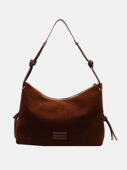 Blue Zone Planet | Suede Large Shoulder Bag-HANDBAGS-[Adult]-[Female]-Brown-One Size-2022 Online Blue Zone Planet