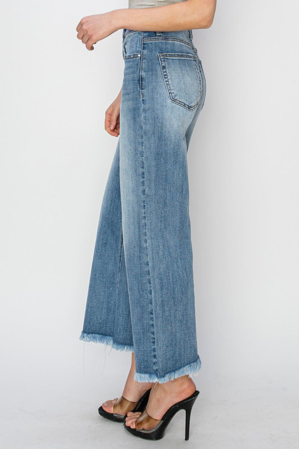 RISEN Raw Hem Cropped Wide Leg Jeans-TOPS / DRESSES-[Adult]-[Female]-2022 Online Blue Zone Planet