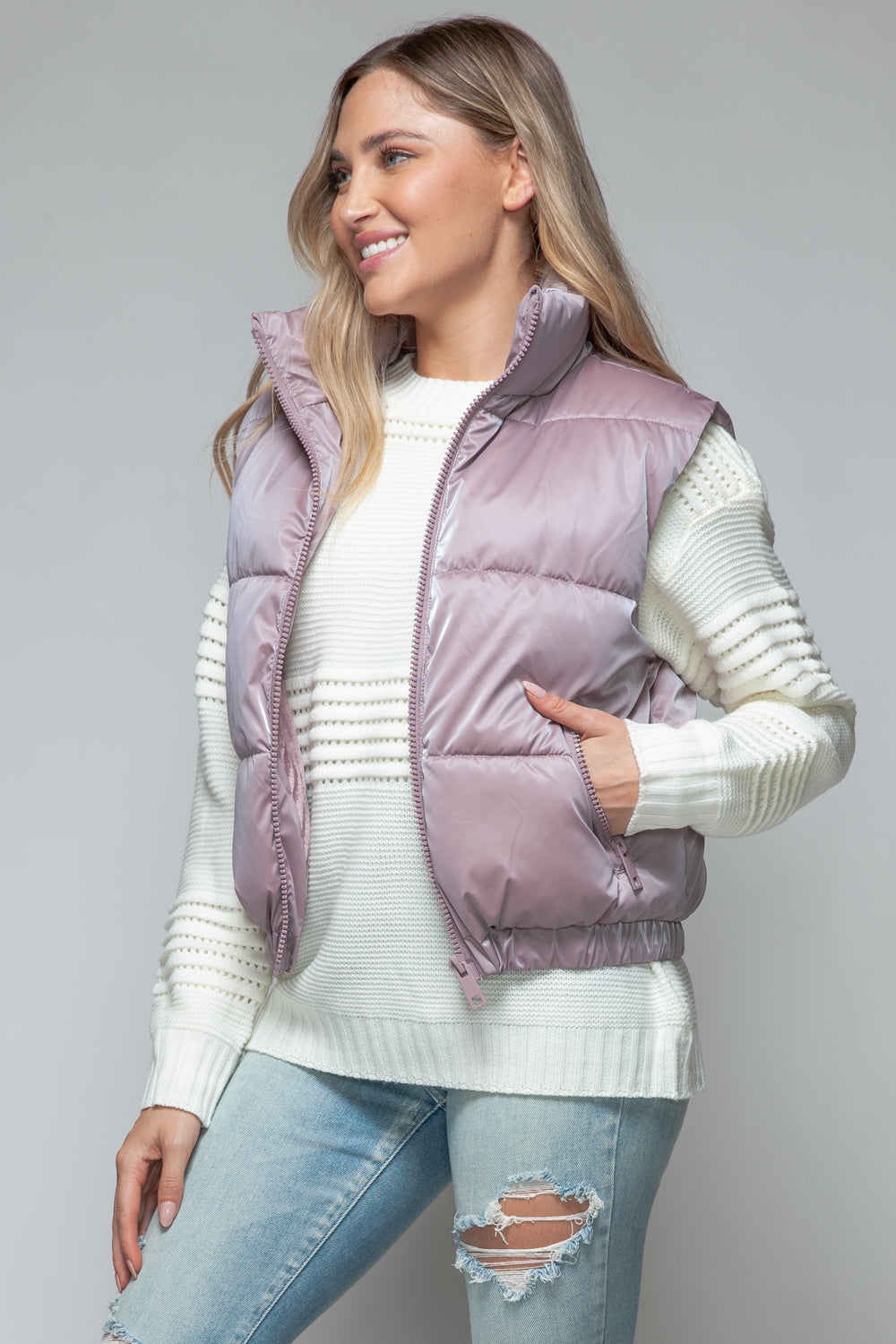 Snobbish Fine Fur Lining Quilted Vest-TOPS / DRESSES-[Adult]-[Female]-2022 Online Blue Zone Planet