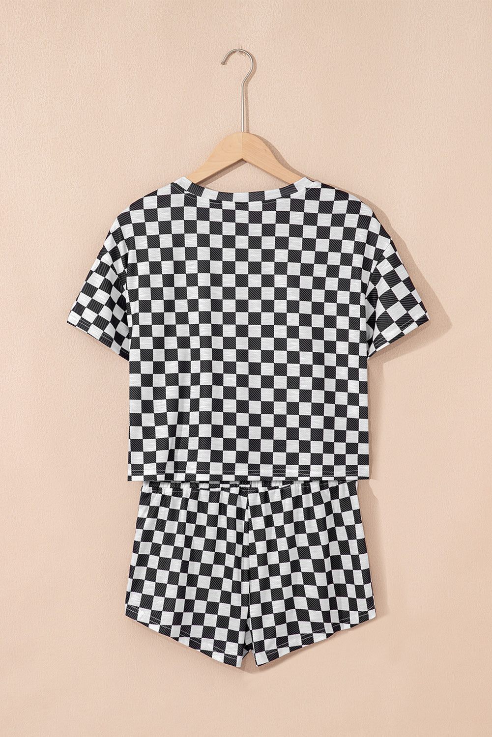 Black Checkerboard T Shirt And High Waist Skorts 2 Piece Outfit-Two Piece Sets/Short Sets-[Adult]-[Female]-2022 Online Blue Zone Planet