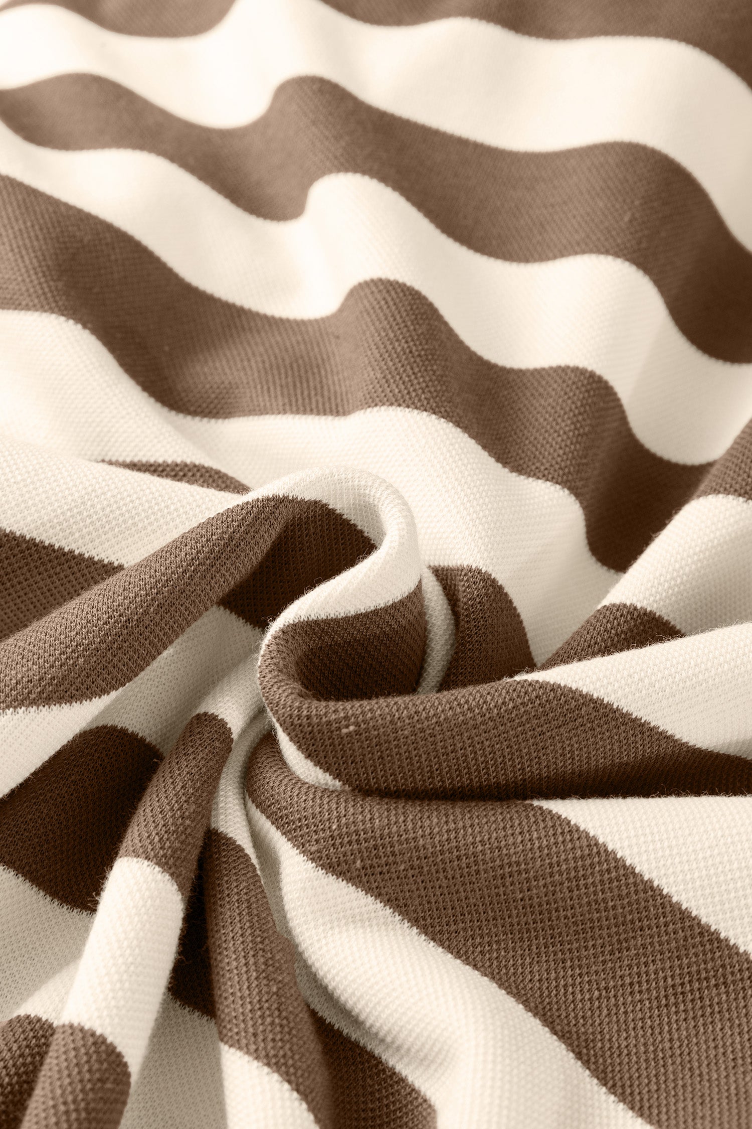 Khaki Stripe Collared V Neck Long Sleeve Loose Casual Dress-TOPS / DRESSES-[Adult]-[Female]-2022 Online Blue Zone Planet