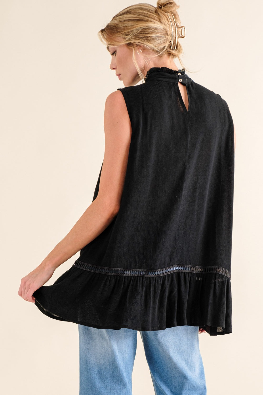 And The Why Lace Detail Sleeveless Ruffled Top-TOPS / DRESSES-[Adult]-[Female]-2022 Online Blue Zone Planet