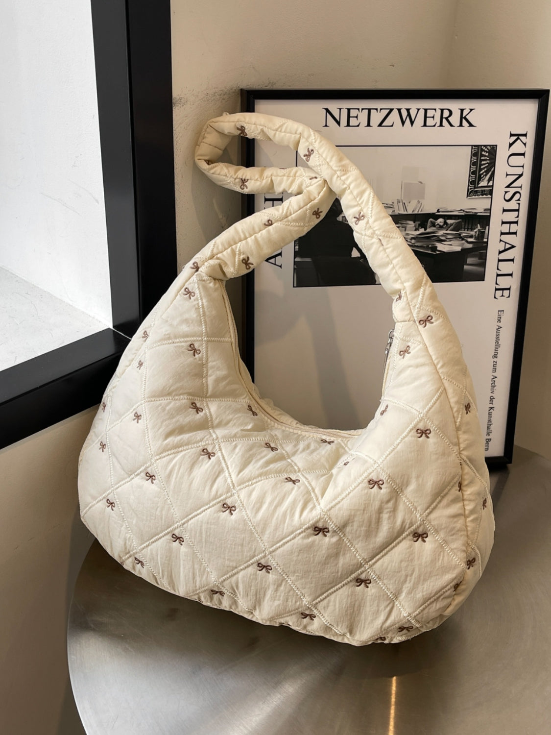 Bow Polyester Shoulder Bag-HANDBAGS-[Adult]-[Female]-White-One Size-2022 Online Blue Zone Planet