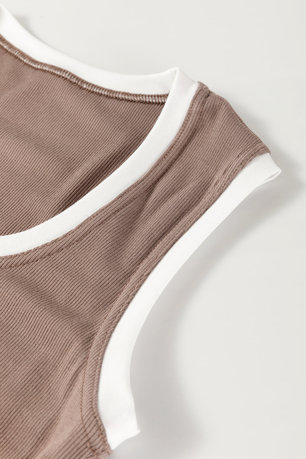 Contrast Edge Scoop Neck Wide Strap Knit Tank-TOPS / DRESSES-[Adult]-[Female]-2022 Online Blue Zone Planet