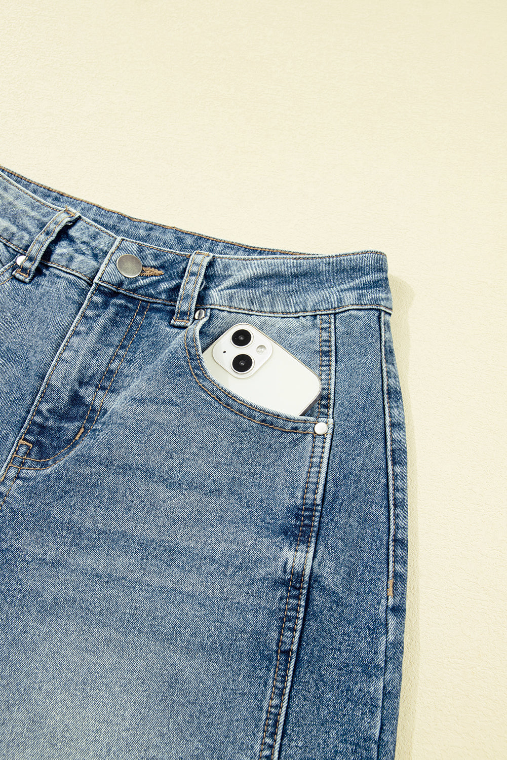 Dusk Blue Vintage Washed Seam Detail Shift Jeans-Bottoms/Jeans-[Adult]-[Female]-2022 Online Blue Zone Planet