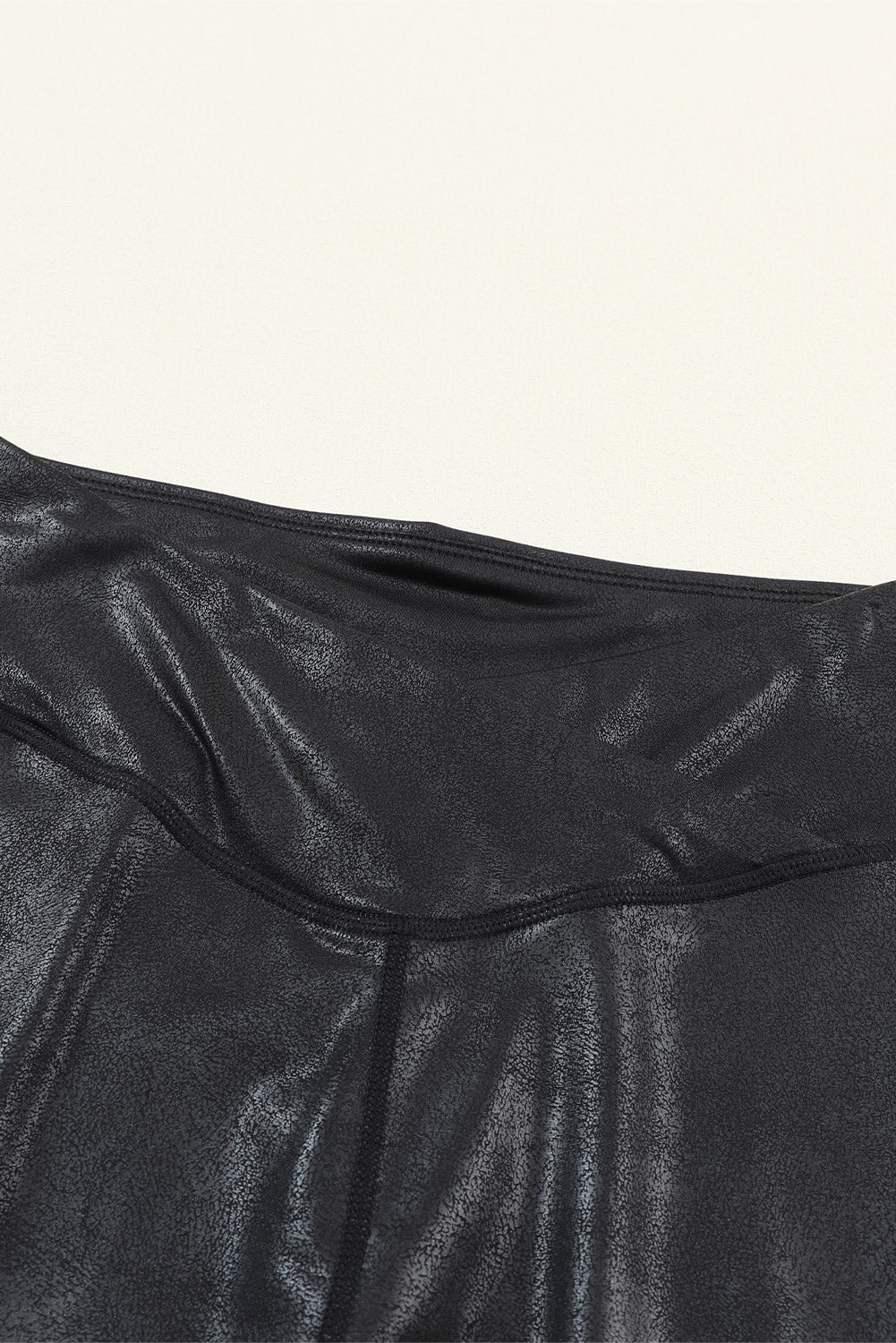 Dearlovers Black Crossed Dip Waist Sleek Leather Leggings-Bottoms/Leggings-[Adult]-[Female]-2022 Online Blue Zone Planet