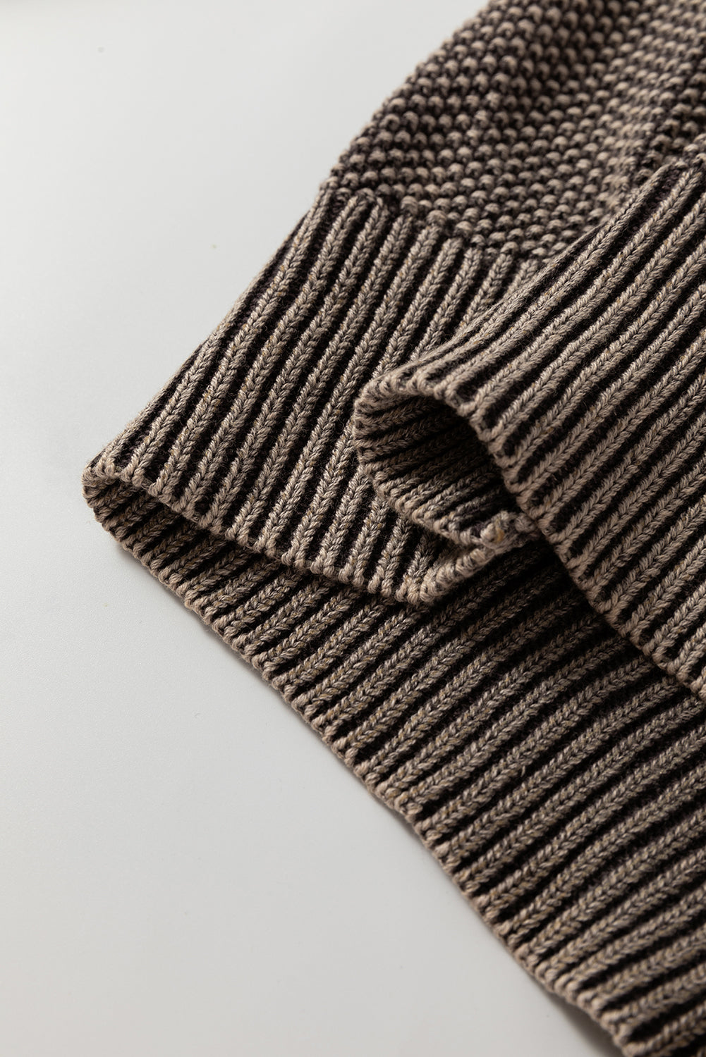 Dark Brown Contrast Cable Knit Sleeve Casual Sweater-TOPS / DRESSES-[Adult]-[Female]-2022 Online Blue Zone Planet