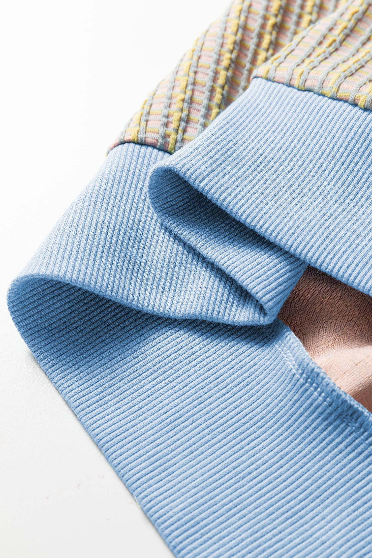 Beau Blue Button Front Jacquard Henley Sweatshirt-Tops/Sweatshirts & Hoodies-[Adult]-[Female]-2022 Online Blue Zone Planet