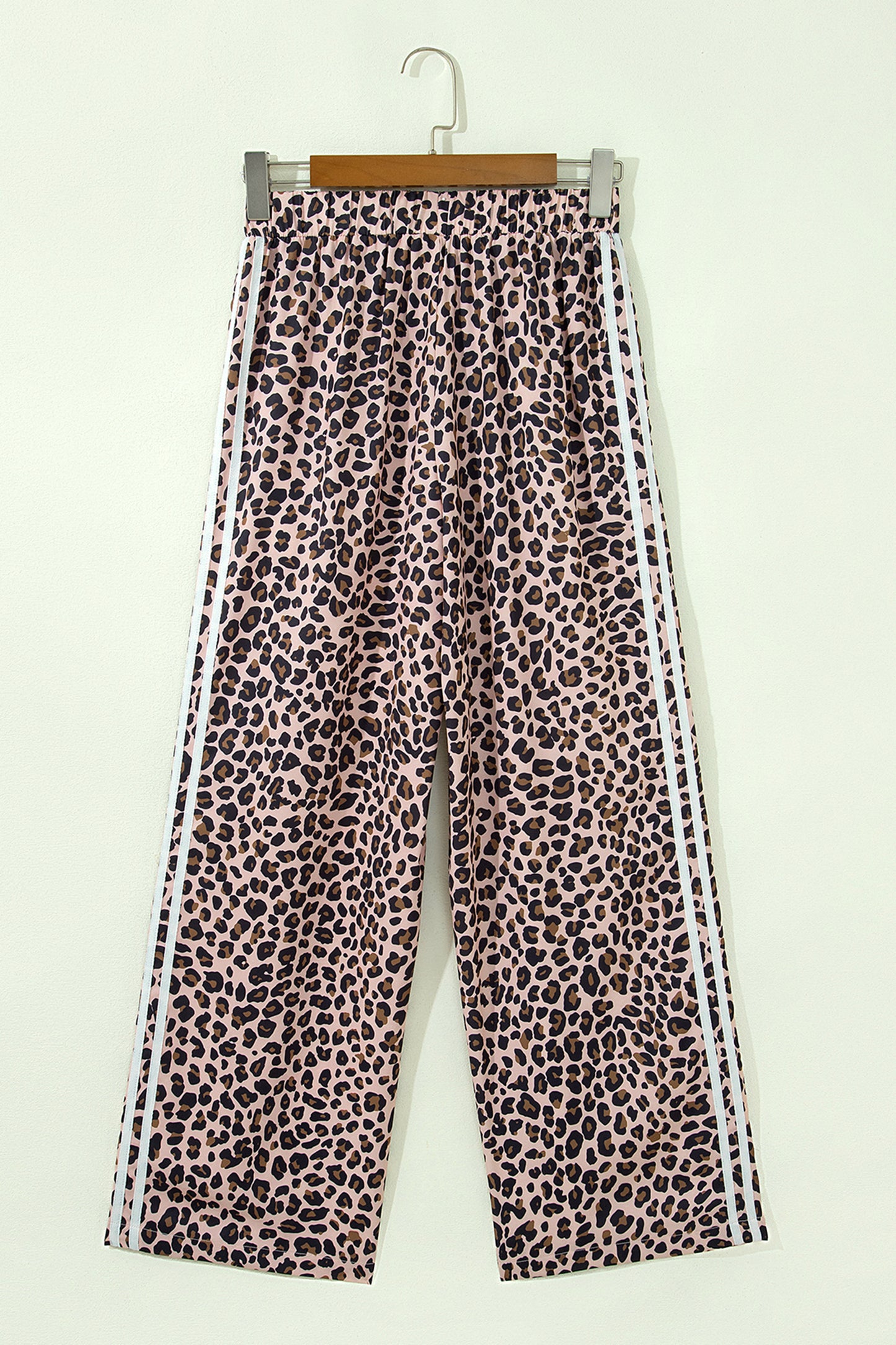 Beige Leopard Print Side Striped Detail Casual Wide Leg Pants-Bottoms/Pants & Culotte-[Adult]-[Female]-2022 Online Blue Zone Planet