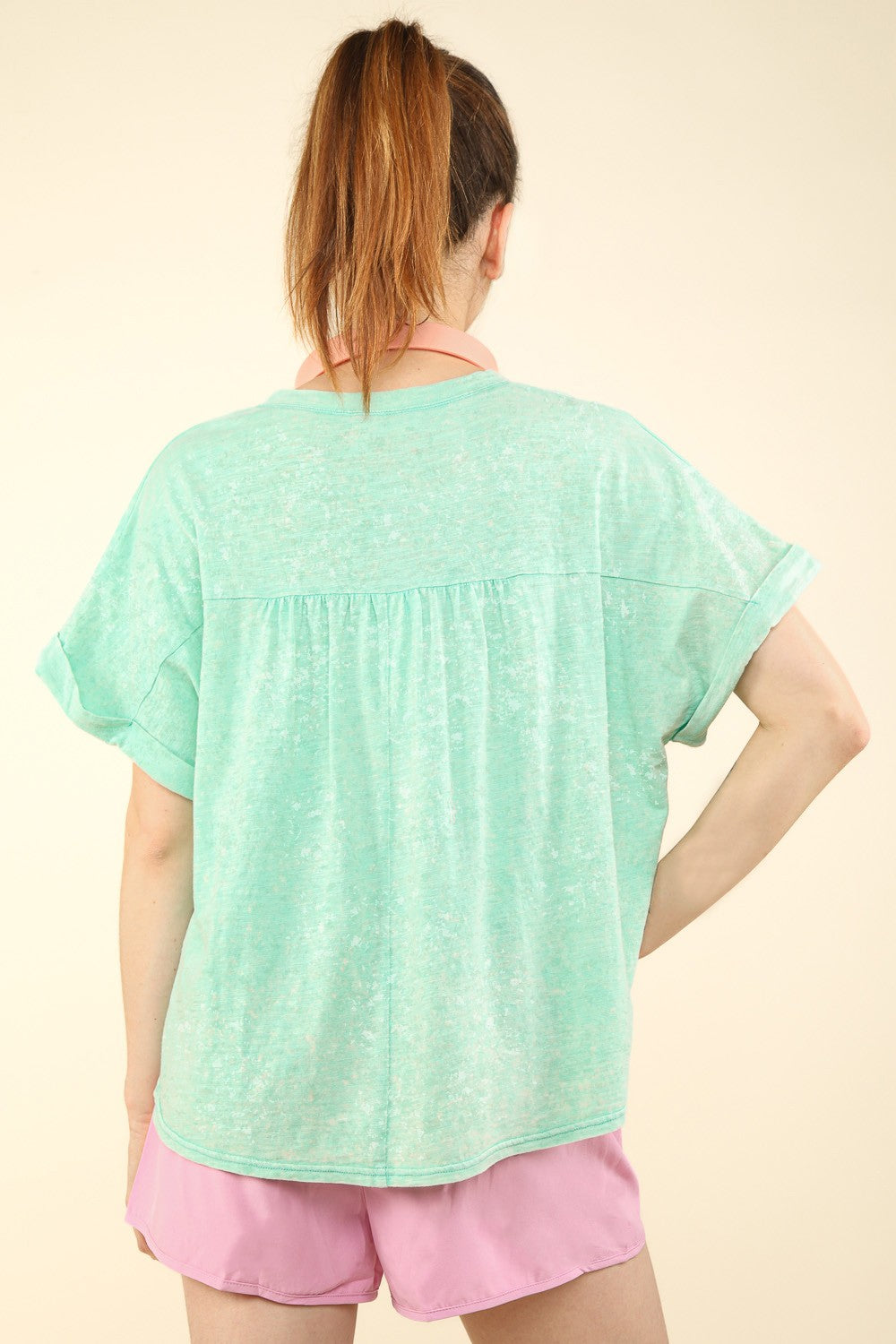 VERY J Nochted Short Sleeve Washed T-Shirt-TOPS / DRESSES-[Adult]-[Female]-2022 Online Blue Zone Planet