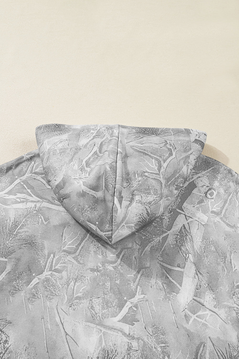 Gray Camouflage Woodland Print Oversized Sporty Hoodie-Tops / Dresses-[Adult]-[Female]-2022 Online Blue Zone Planet