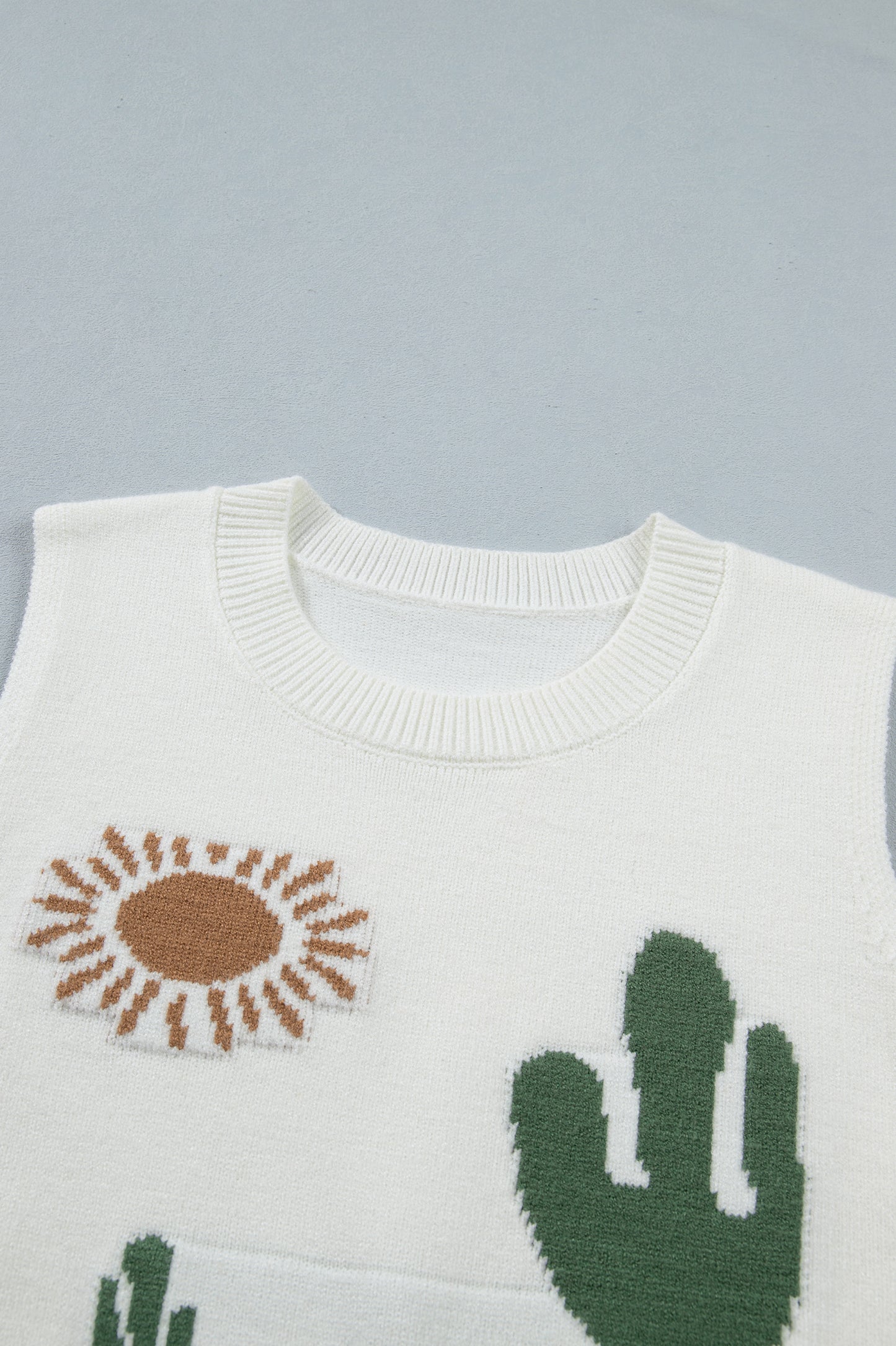 Multicolour Cactus Western Oasis Loose Sweater Vest-TOPS / DRESSES-[Adult]-[Female]-2022 Online Blue Zone Planet