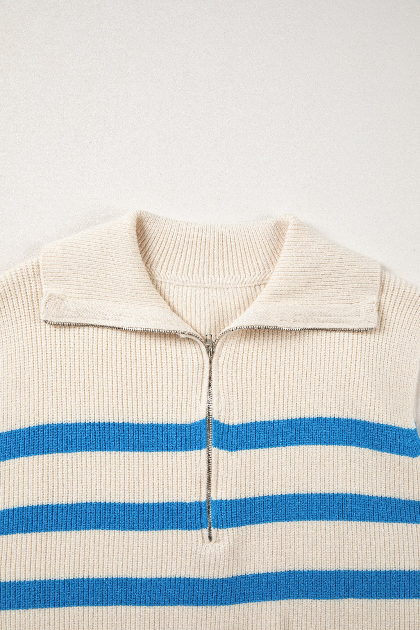 Light Blue Ribbed Half Zip Collared Sweater Vest-Sweaters & Cardigans/Sweater Vests-[Adult]-[Female]-2022 Online Blue Zone Planet