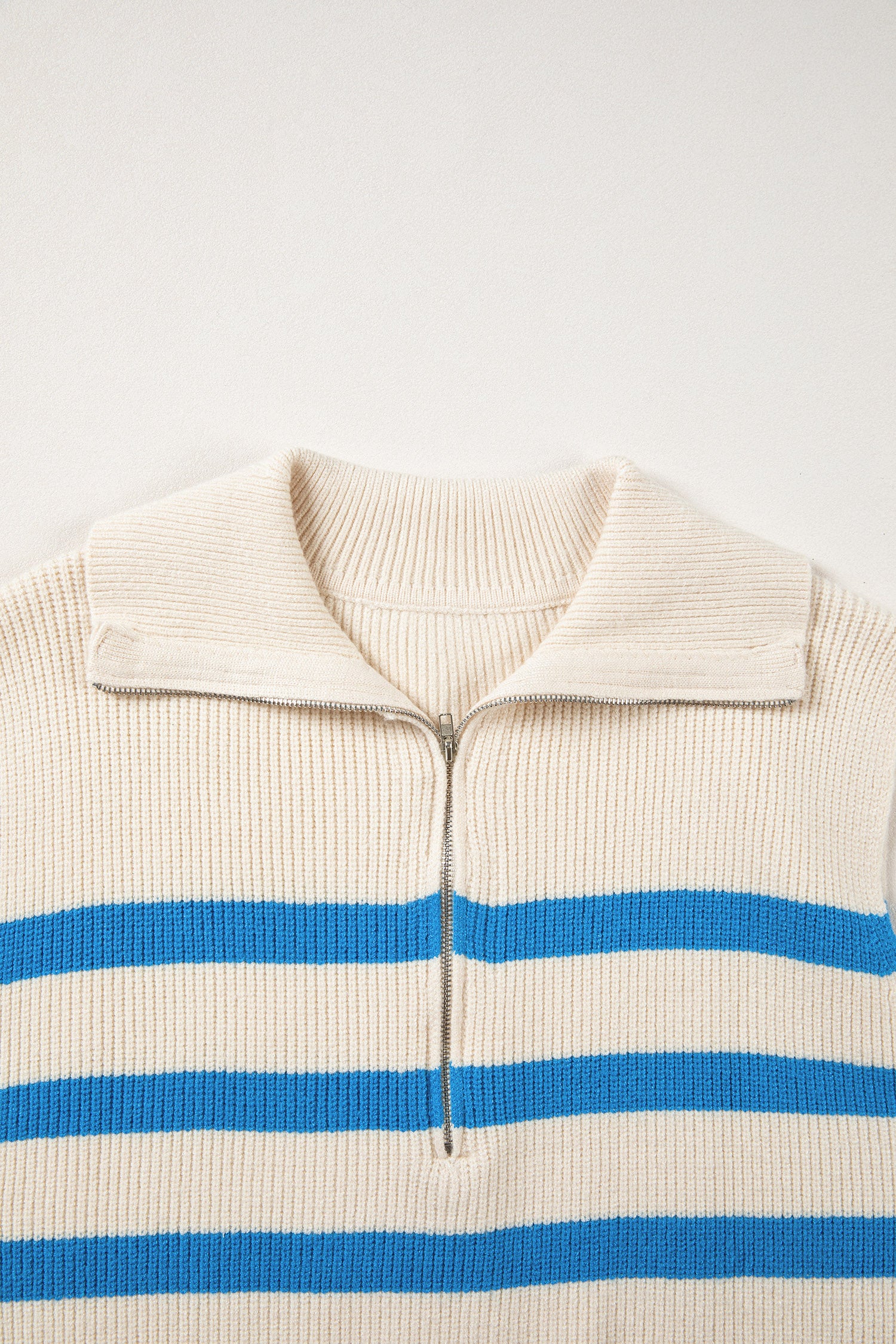 Light Blue Ribbed Half Zip Collared Sweater Vest-Sweaters & Cardigans/Sweater Vests-[Adult]-[Female]-2022 Online Blue Zone Planet