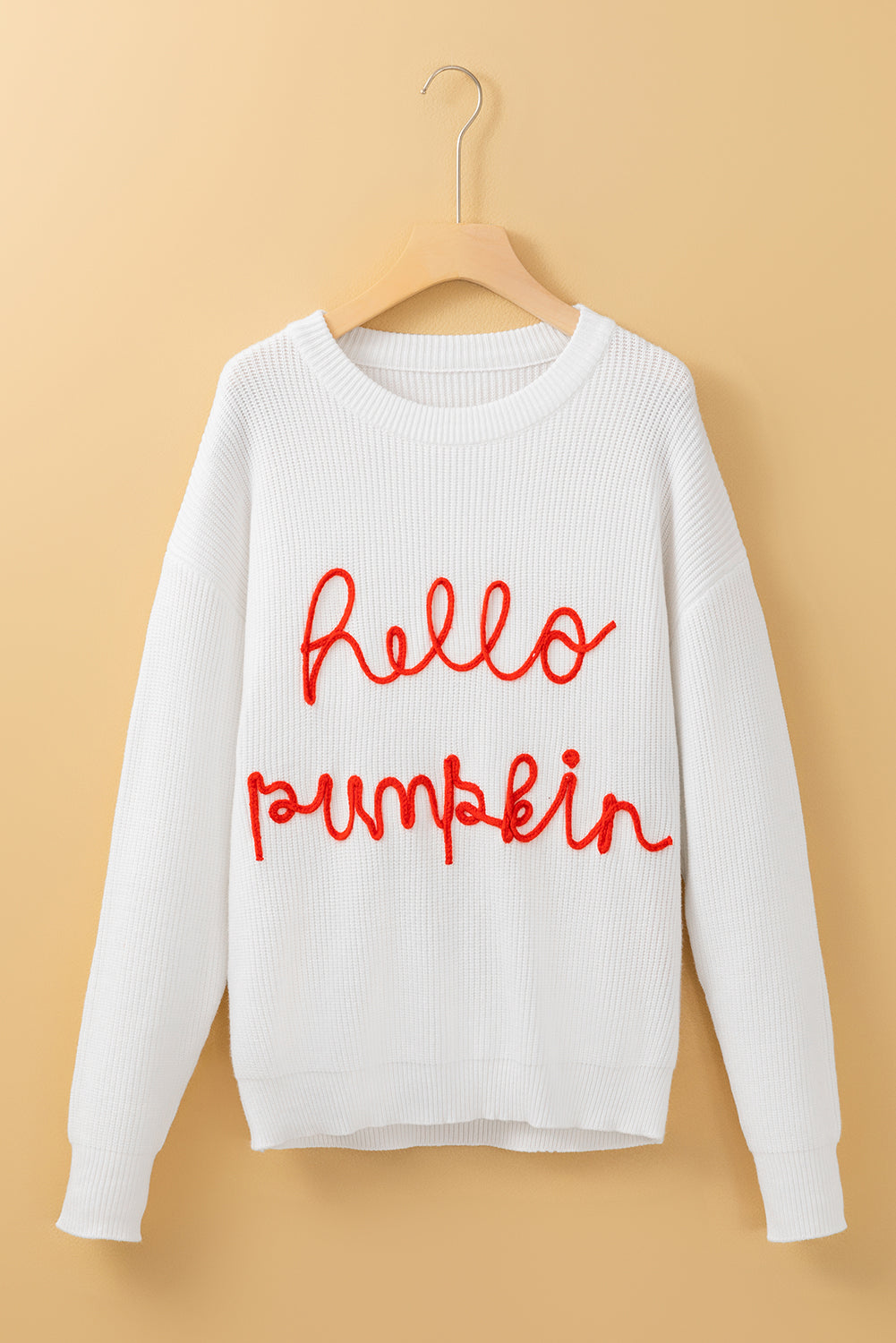 HELLO PUMPKIN Round Neck Long Sleeve Sweater-TOPS / DRESSES-[Adult]-[Female]-2022 Online Blue Zone Planet