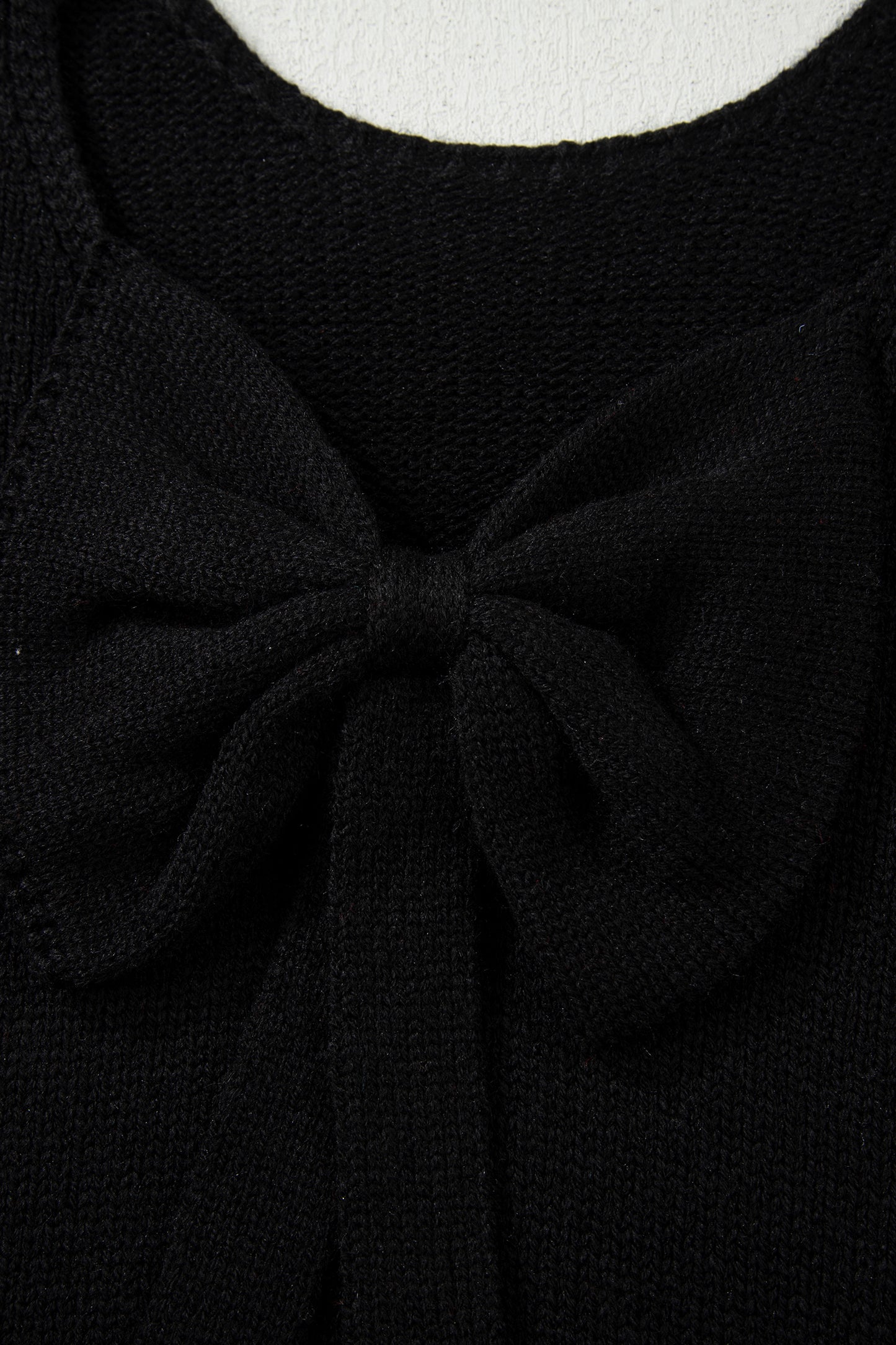Black Festive Bow Backless Bubble Sleeve Sweater-TOPS / DRESSES-[Adult]-[Female]-2022 Online Blue Zone Planet