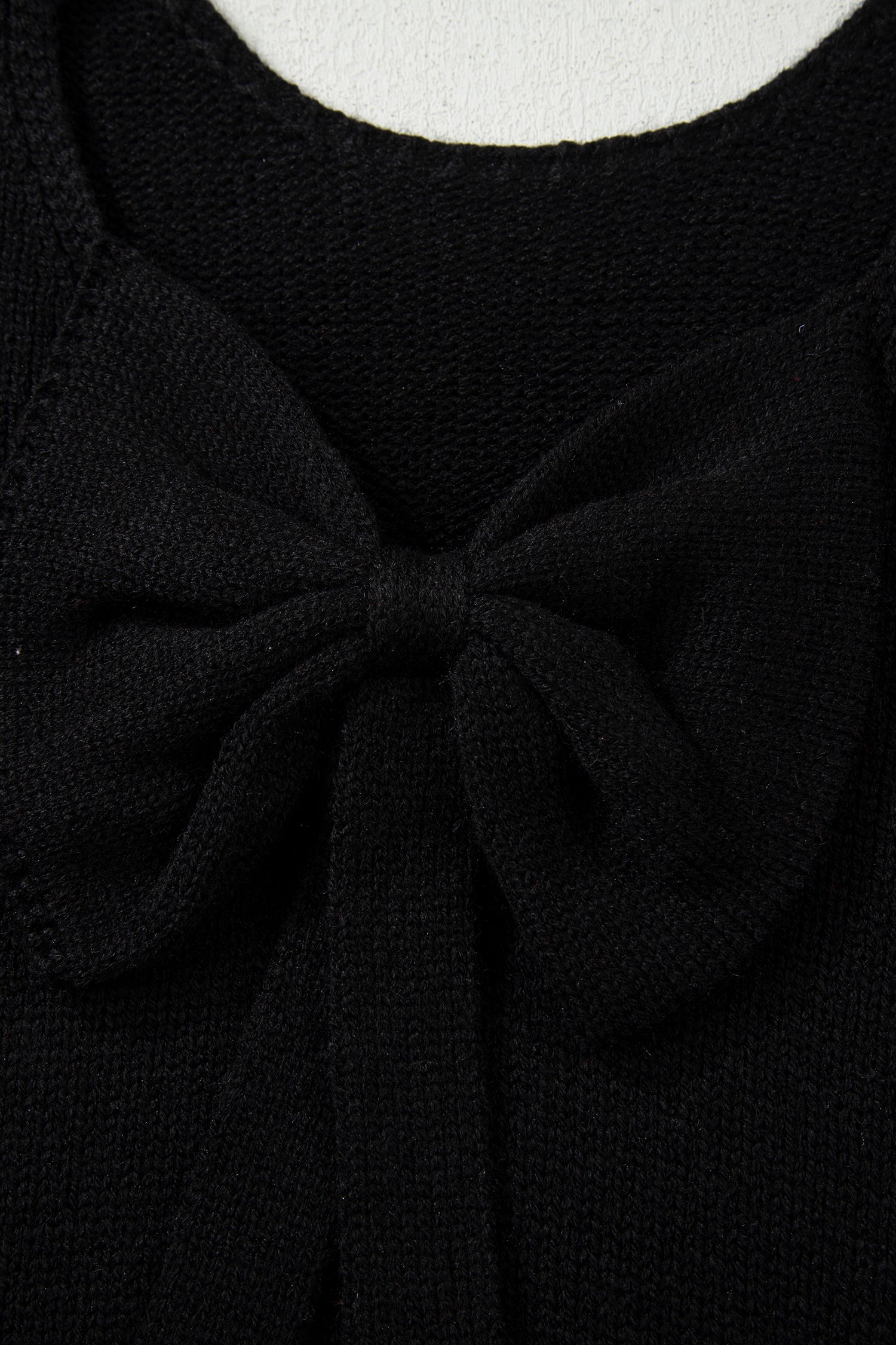 Black Festive Bow Backless Bubble Sleeve Sweater-TOPS / DRESSES-[Adult]-[Female]-2022 Online Blue Zone Planet