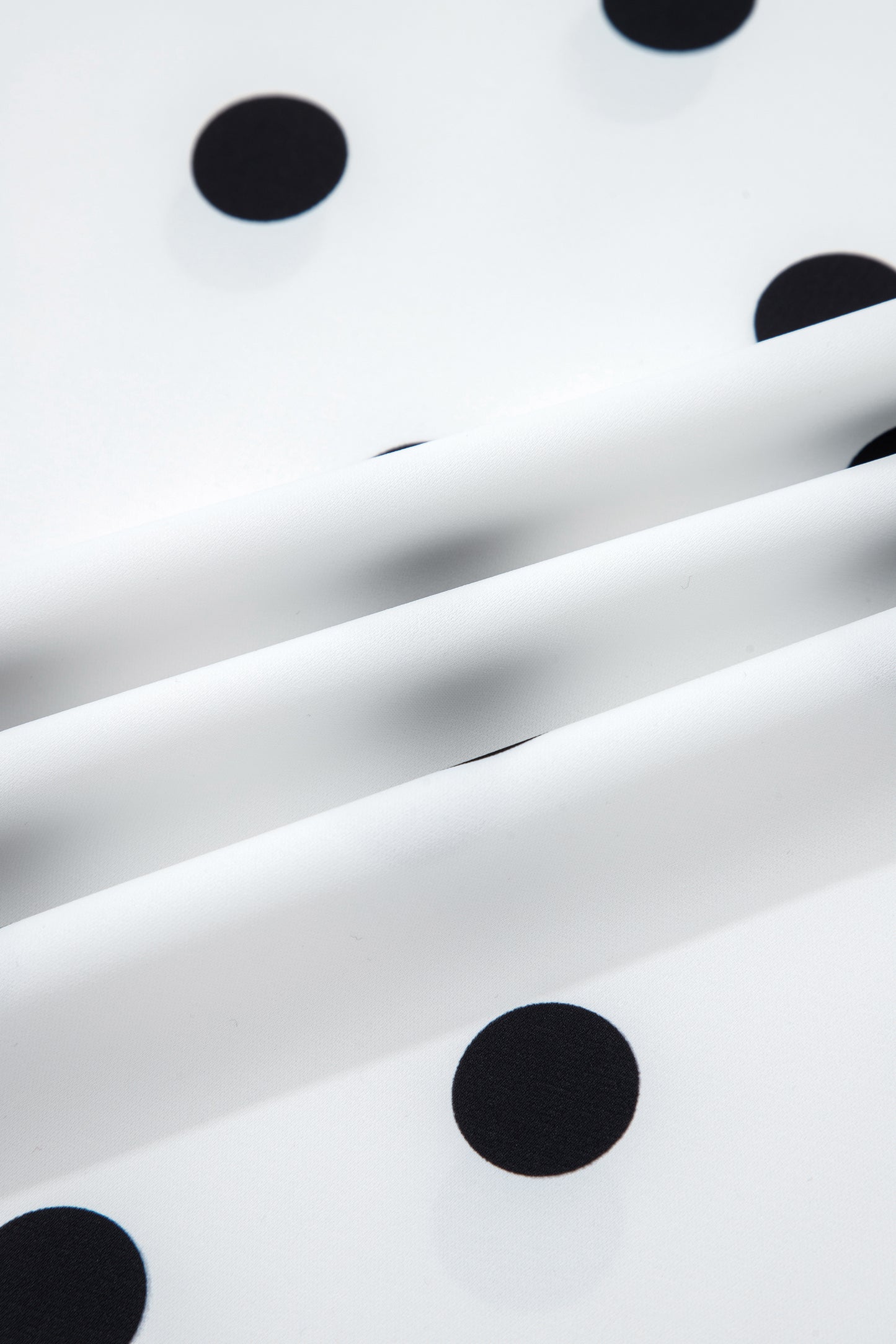 White Polka Dot Print Round Neck Frilled Long Sleeve Blouse-Tops/Blouses & Shirts-[Adult]-[Female]-2022 Online Blue Zone Planet