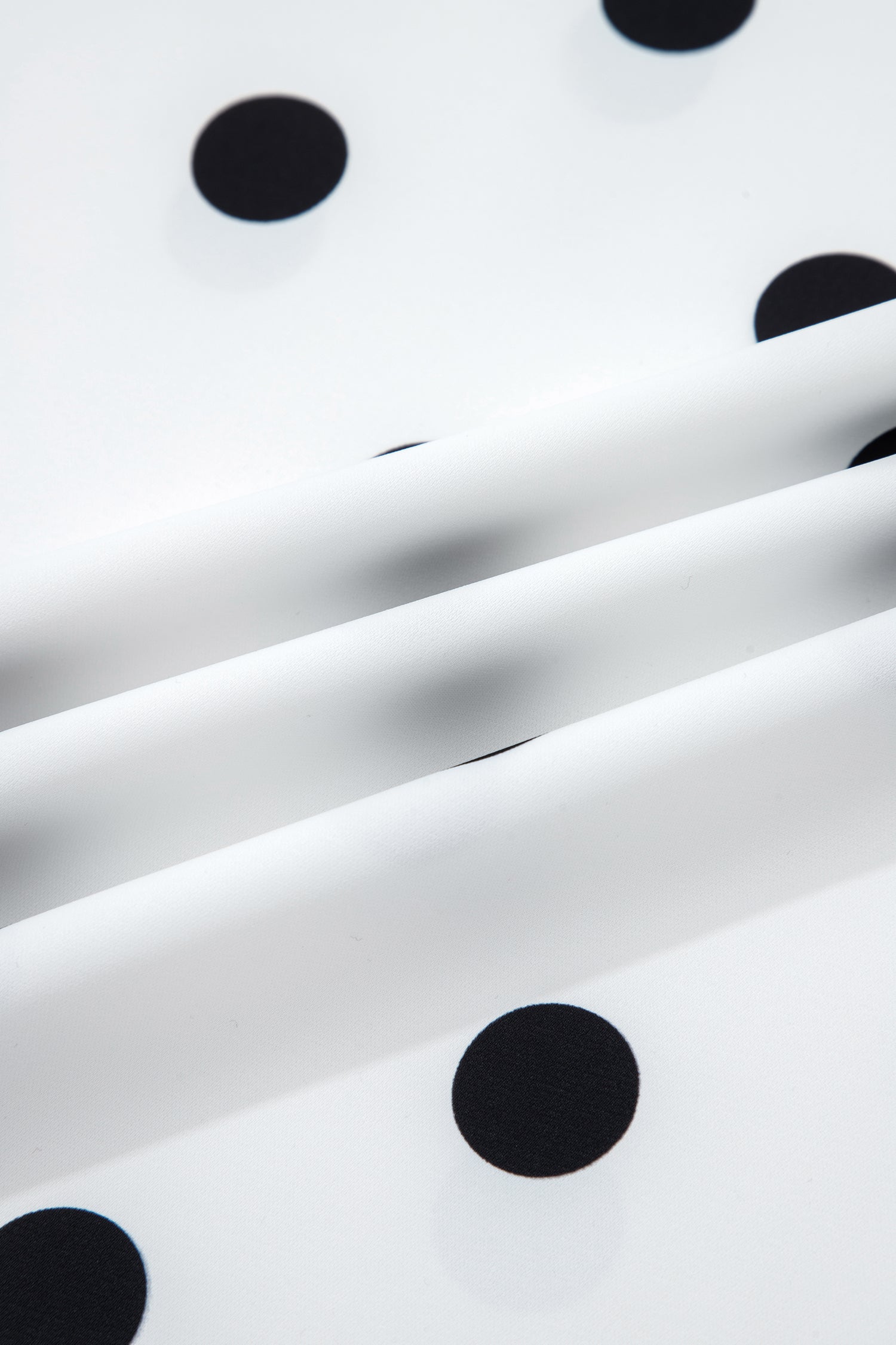 White Polka Dot Print Round Neck Frilled Long Sleeve Blouse-Tops/Blouses & Shirts-[Adult]-[Female]-2022 Online Blue Zone Planet