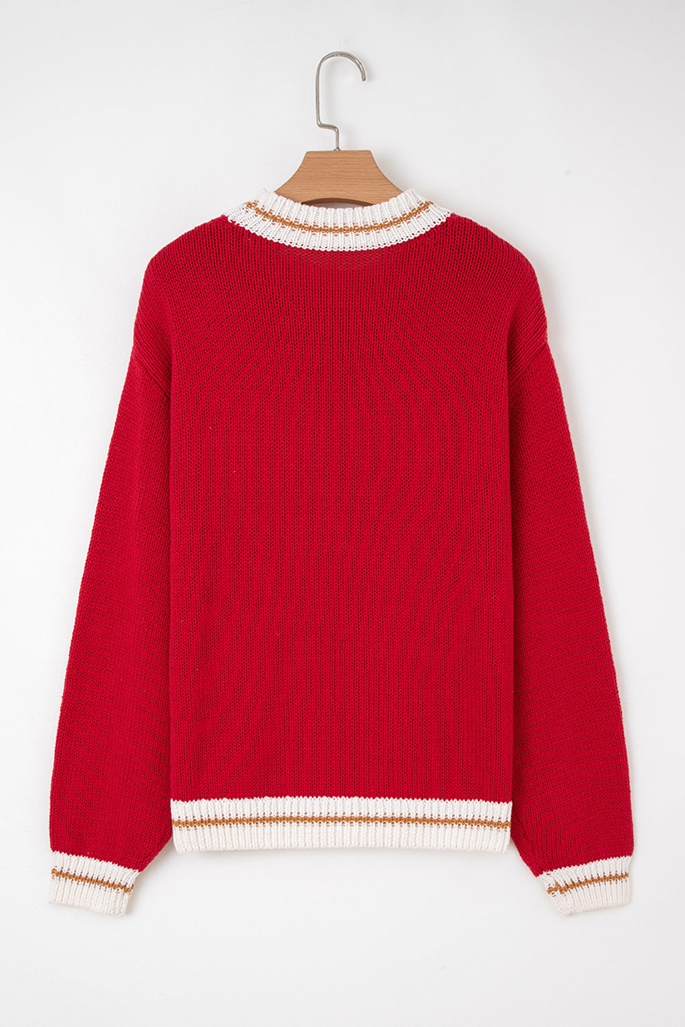 Fiery Red MERRY Color Block Edge Drop Shoulder Cozy Sweater-TOPS / DRESSES-[Adult]-[Female]-2022 Online Blue Zone Planet