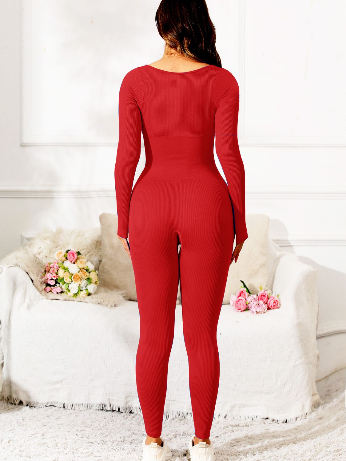 Scoop Neck Long Sleeve Active Jumpsuit-TOPS / DRESSES-[Adult]-[Female]-2022 Online Blue Zone Planet