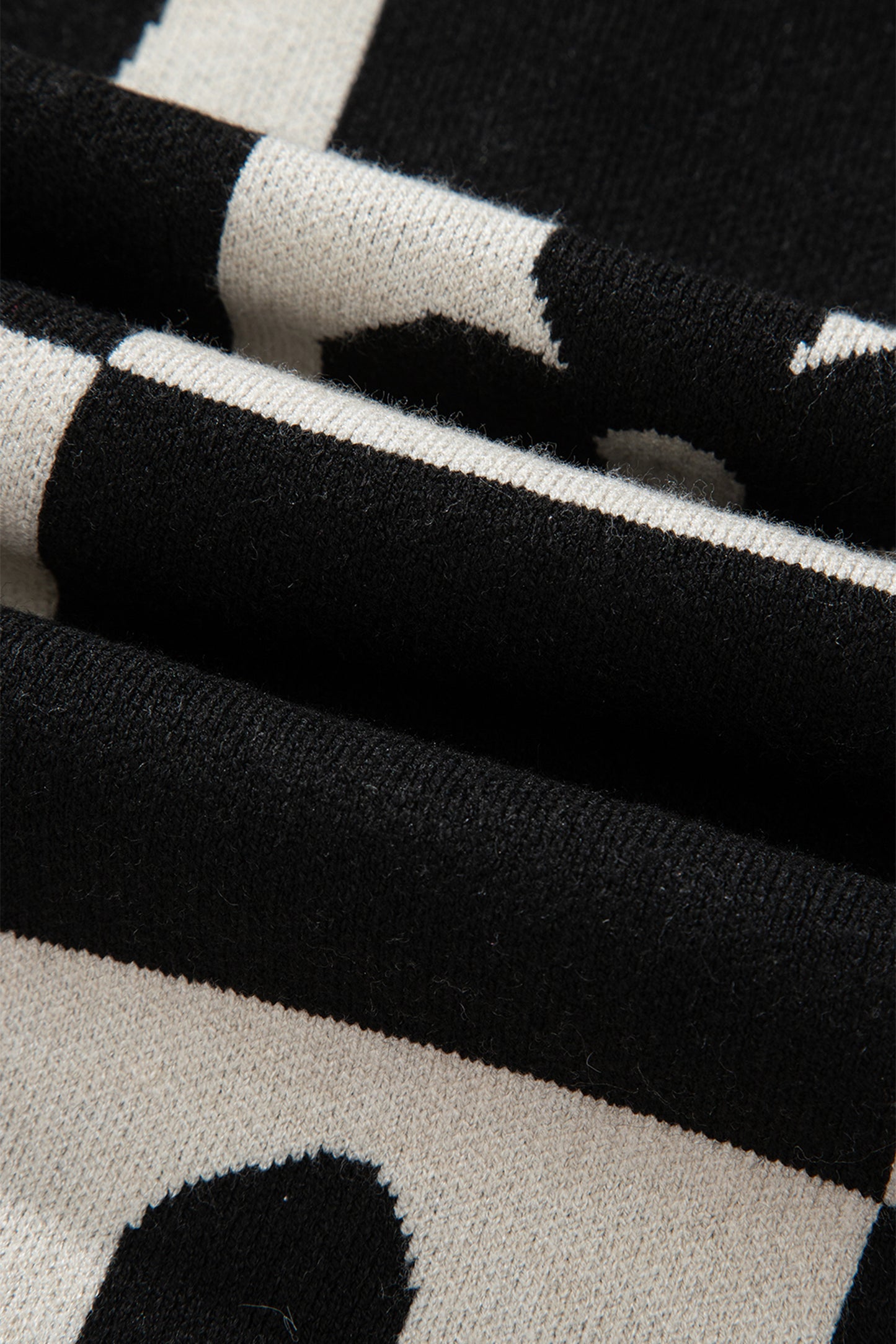 Black Flower Plaid Henley Baggy Sweater-TOPS / DRESSES-[Adult]-[Female]-2022 Online Blue Zone Planet