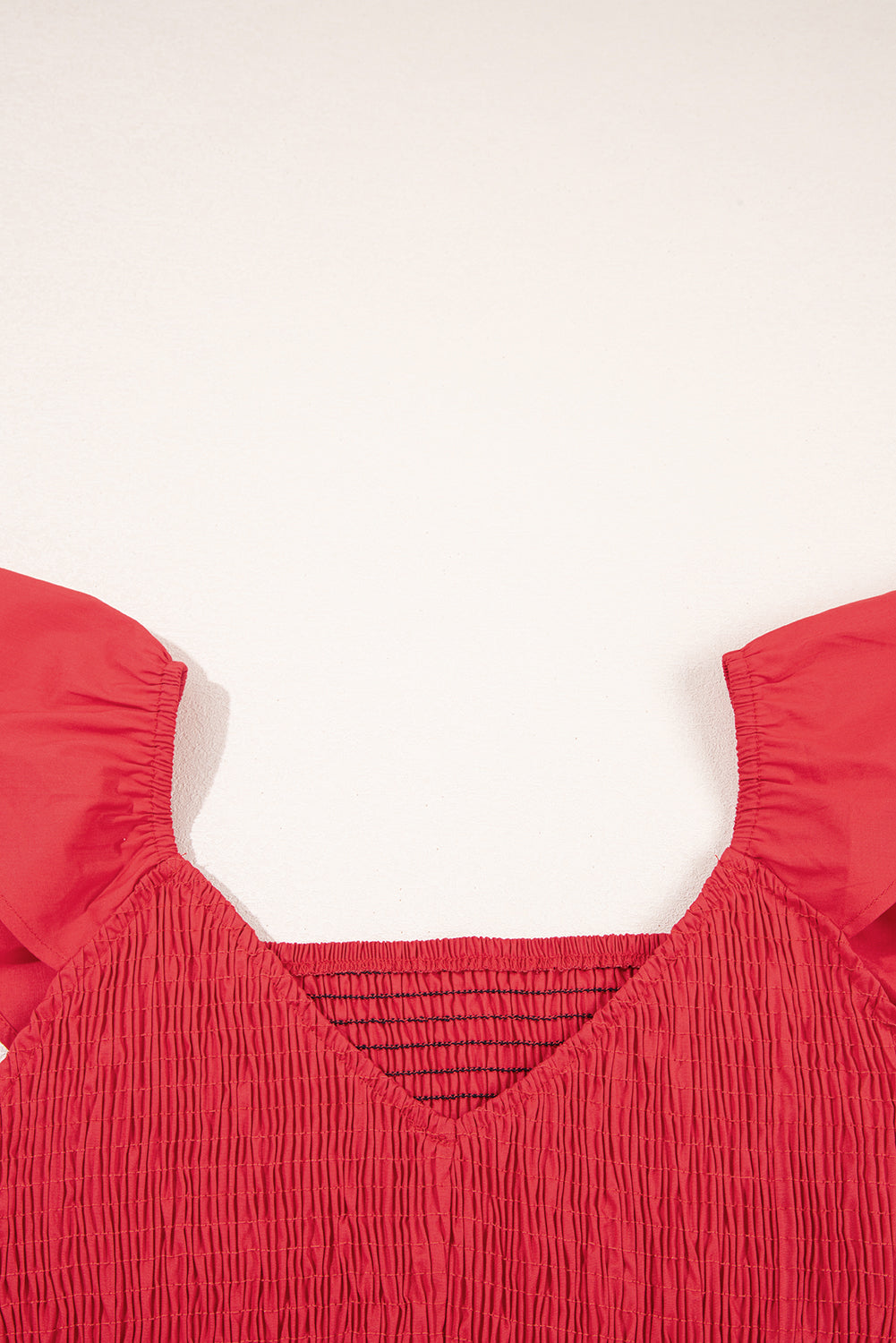 Fiery Red V Neck Flutter Sleeve Smocked Bodice High Waist Ruffle Maxi Dress-TOPS / DRESSES-[Adult]-[Female]-2022 Online Blue Zone Planet