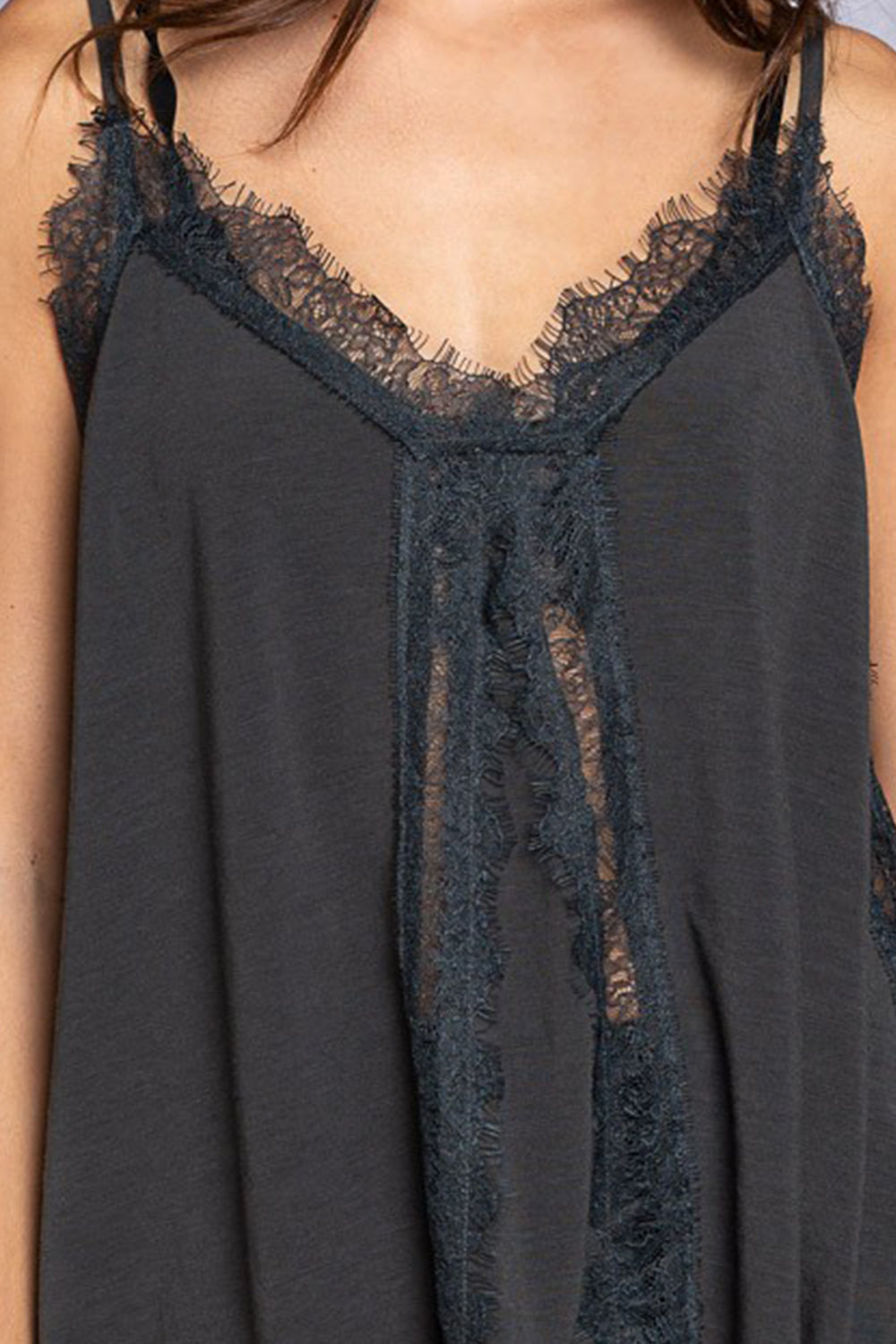 POL Lace Detail V-Neck Cami-TOPS / DRESSES-[Adult]-[Female]-2022 Online Blue Zone Planet