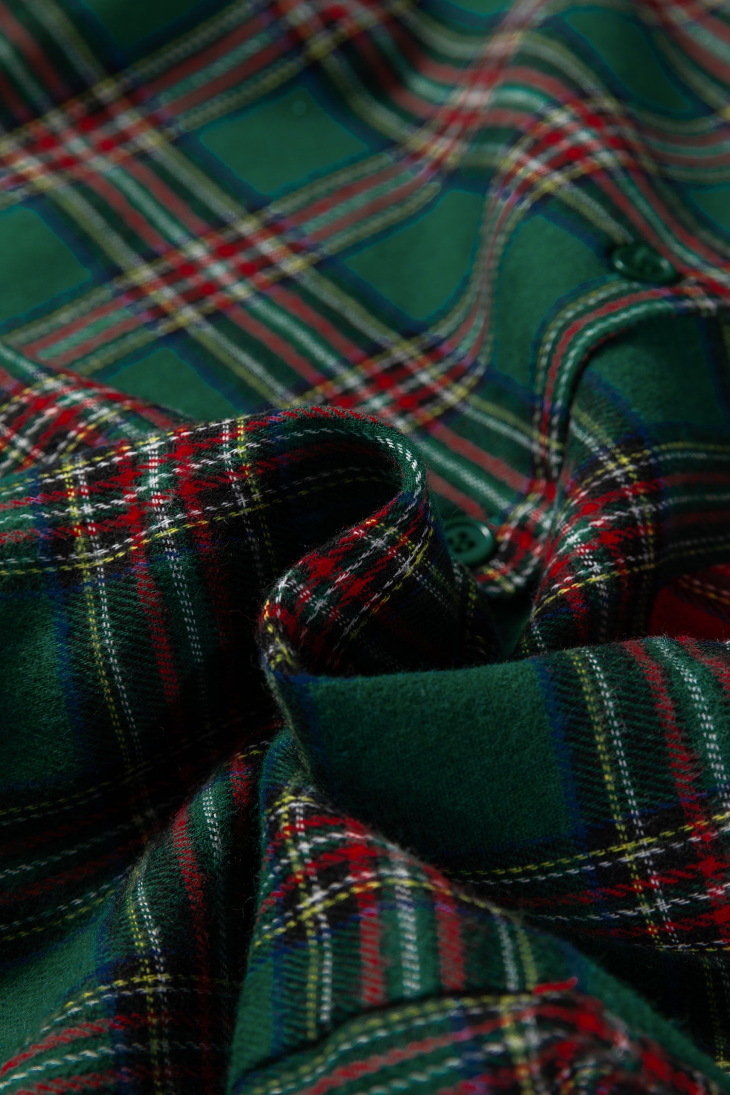 Green Plaid Contrast Patched Christmas Holiday Long Sleeve Shirt and Short 2pcs Pajama Set-Loungewear & Sleepwear/Sleepwear-[Adult]-[Female]-2022 Online Blue Zone Planet