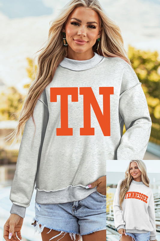 Light Grey TN TENNESSEE Double Printed Reversible Mock Neck Sweatshirt-Graphic/Graphic Sweatshirts-[Adult]-[Female]-Light Grey-S-2022 Online Blue Zone Planet