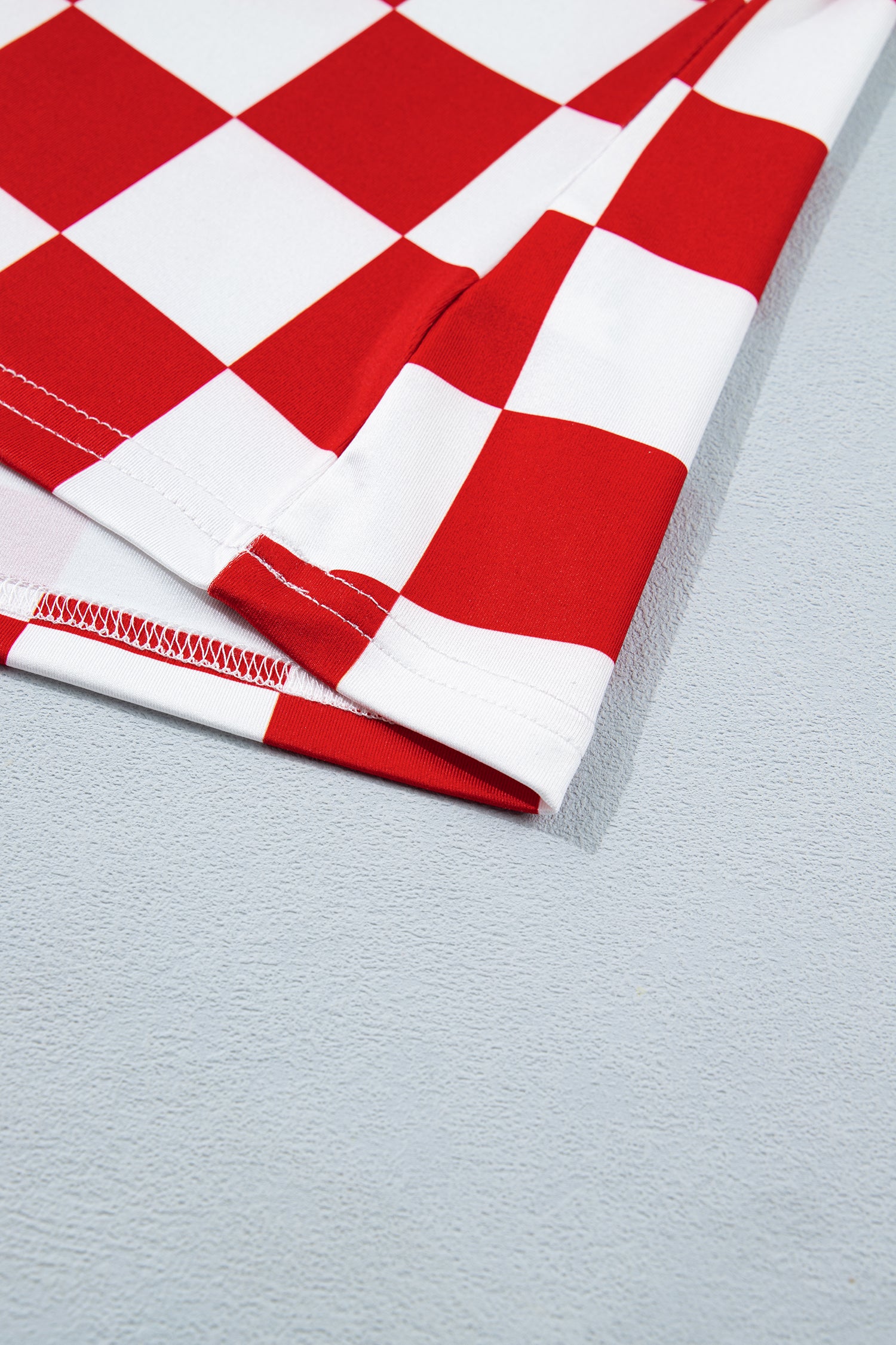 Red Checkerboard Printed Slim Tank Top-Tops/Tank Tops-[Adult]-[Female]-2022 Online Blue Zone Planet