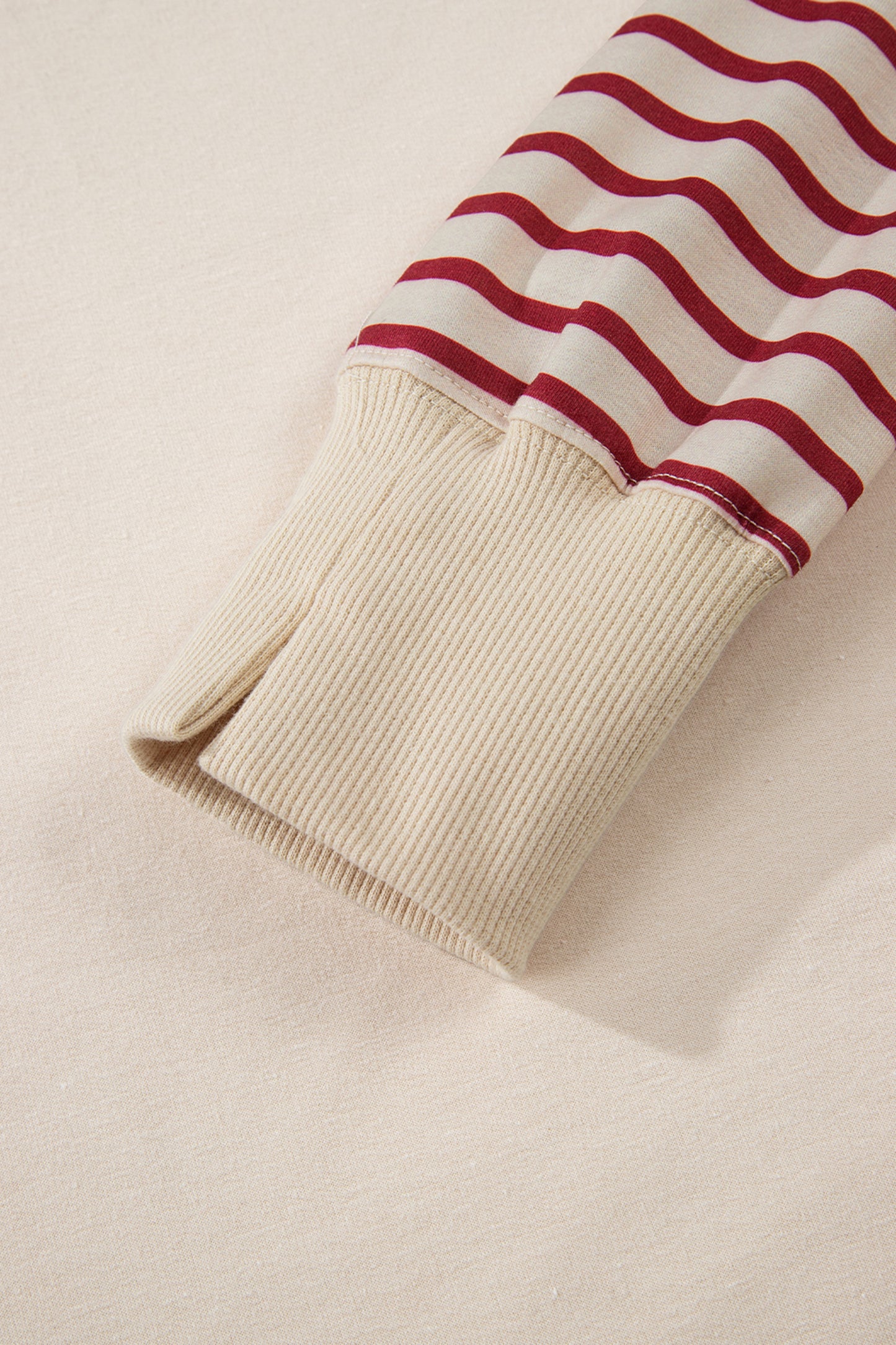 Red Stripe Sleeve Patchwork Casual Knit Top-Tops/Long Sleeve Tops-[Adult]-[Female]-2022 Online Blue Zone Planet