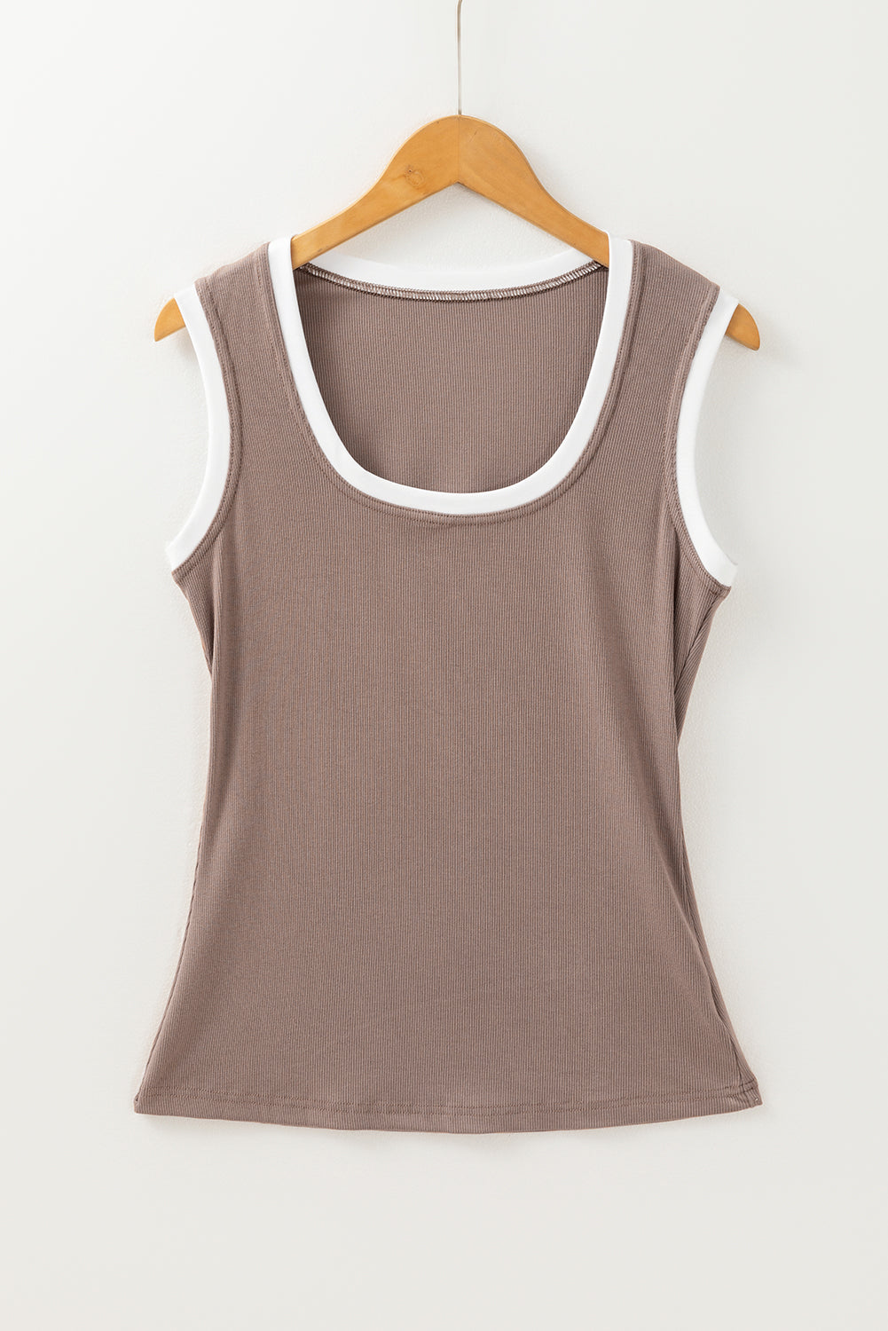 Contrast Edge Scoop Neck Wide Strap Knit Tank-TOPS / DRESSES-[Adult]-[Female]-2022 Online Blue Zone Planet