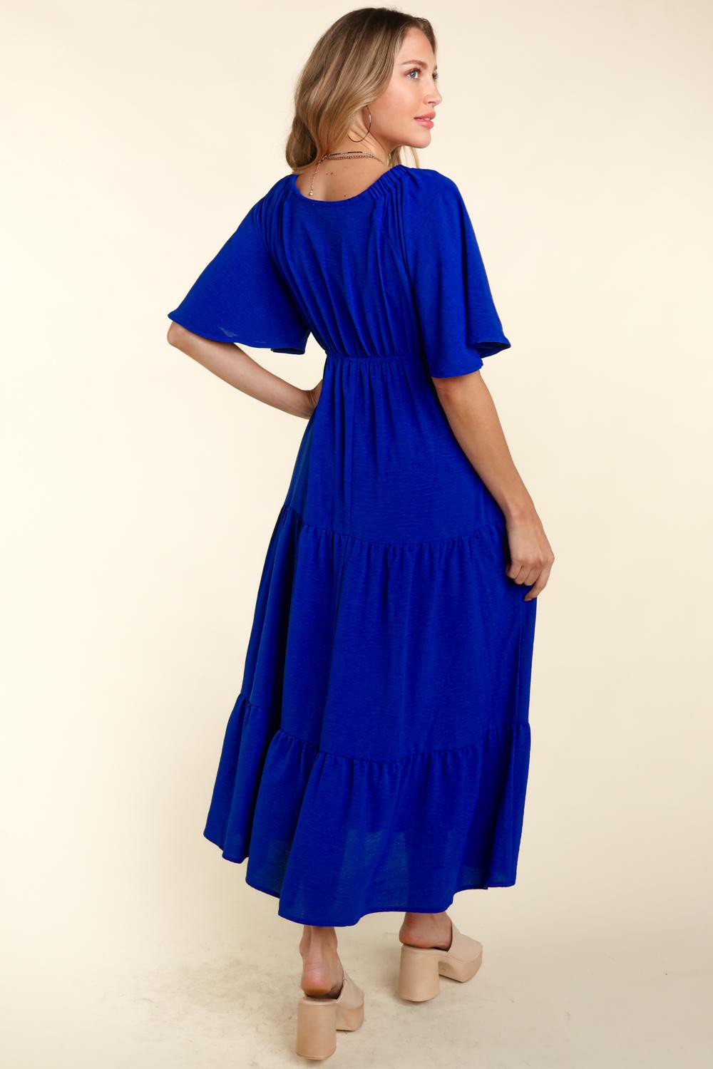 Haptics Tiered Babydoll Maxi Dress with Side Pocket-TOPS / DRESSES-[Adult]-[Female]-2022 Online Blue Zone Planet