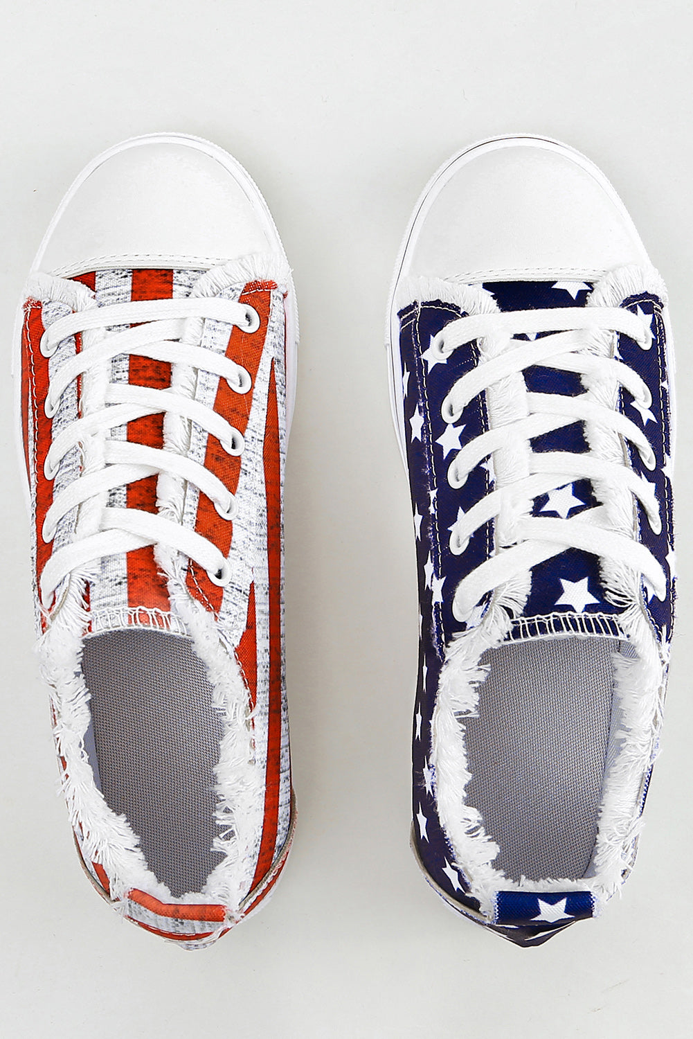 Blue American Flag Lace-Up Canvas Flat Shoes-Shoes & Bags/Womens Shoes-[Adult]-[Female]-2022 Online Blue Zone Planet