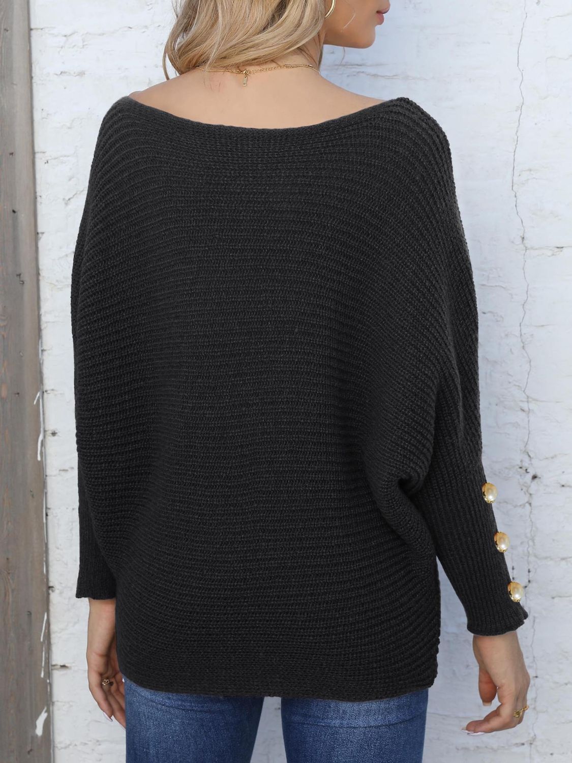 Full Size Boat Neck Long Sleeve Sweater-TOPS / DRESSES-[Adult]-[Female]-2022 Online Blue Zone Planet