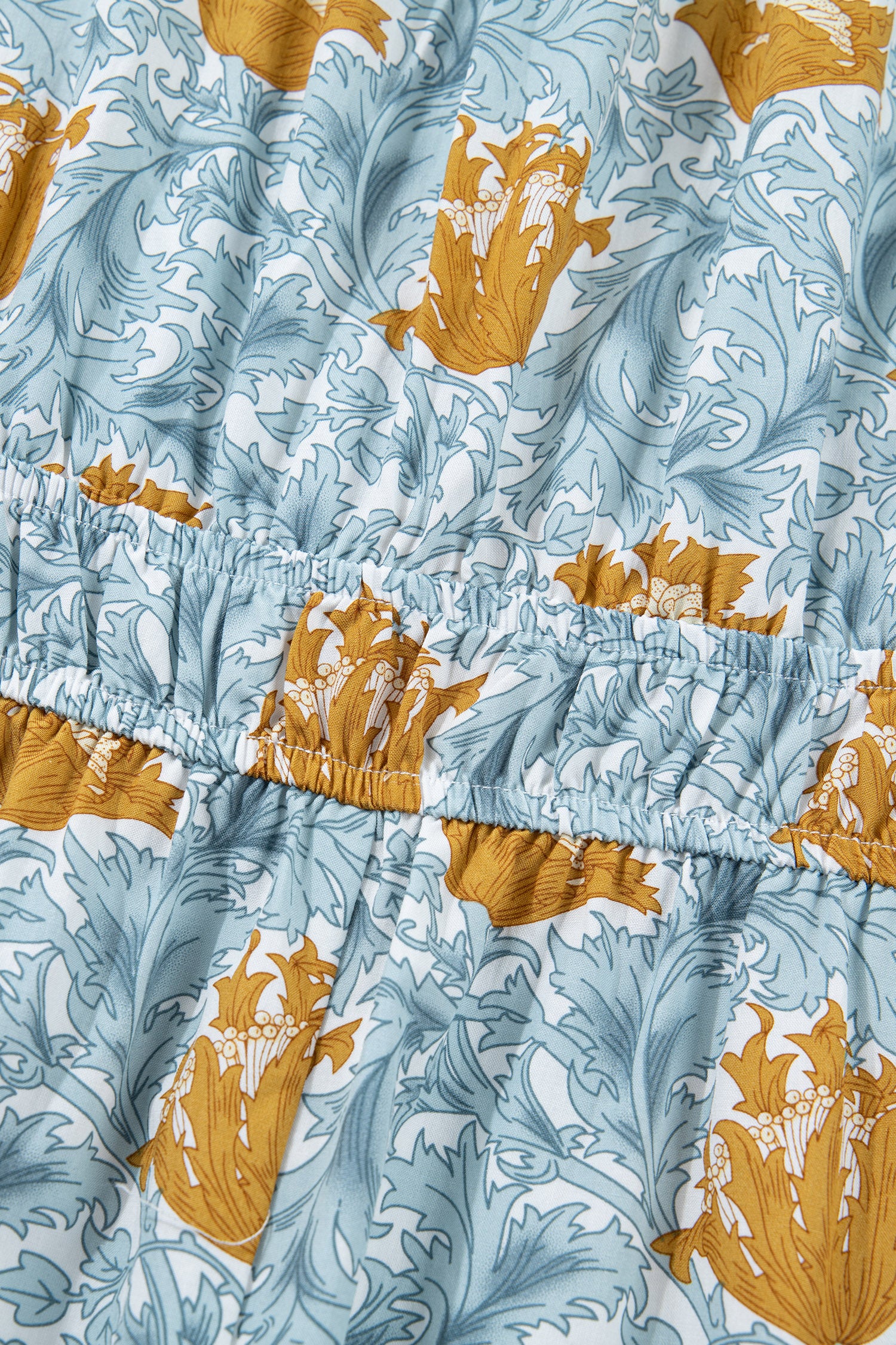 Brown Floral Printed Frilled V Neck Bracelet Sleeve Long Dress-Bracelet-[Adult]-[Female]-2022 Online Blue Zone Planet