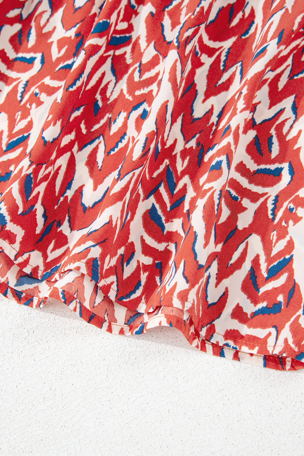 Blue Zone Planet | Red Plus Size Abstract Print Notch V Neck High Waist Maxi Dress-TOPS / DRESSES-[Adult]-[Female]-2022 Online Blue Zone Planet