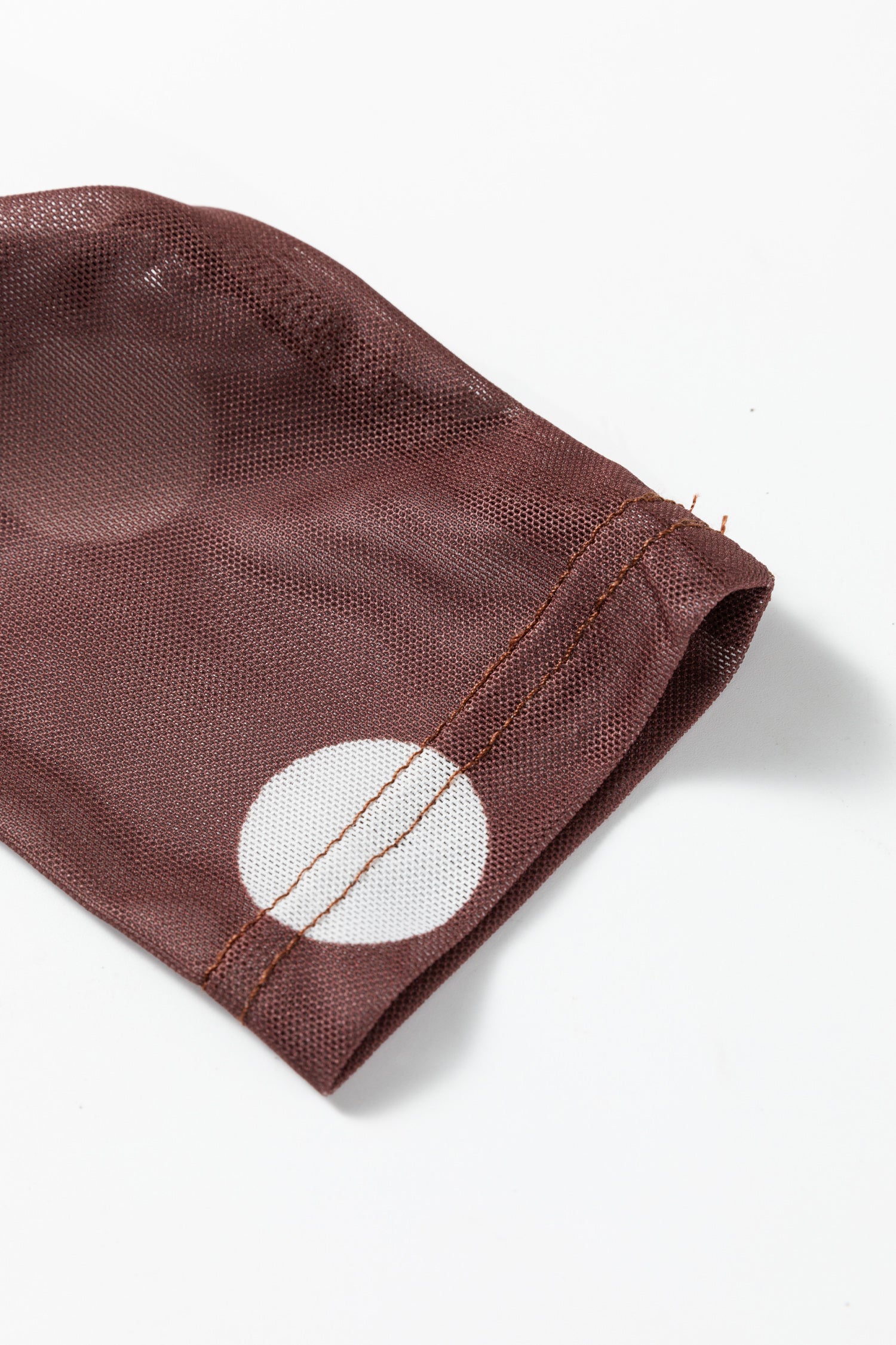 Brown Vintage Polka Dot Print Mesh Long Sleeve Bodysuit-Tops/Bodysuits-[Adult]-[Female]-2022 Online Blue Zone Planet