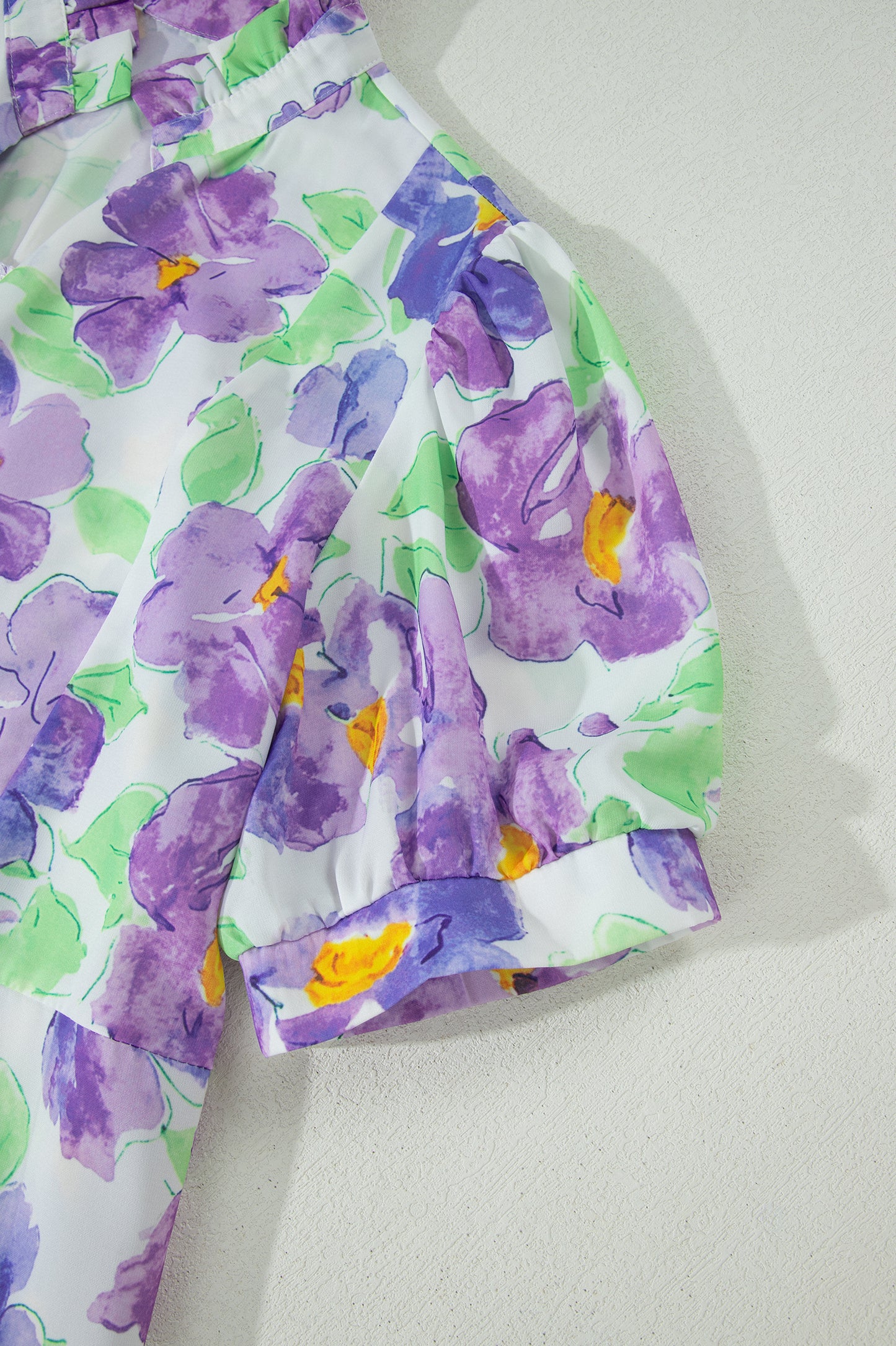 Purple Floral V Collar Short Sleeve Tiered Ruffle Mini Dress-TOPS / DRESSES-[Adult]-[Female]-2022 Online Blue Zone Planet