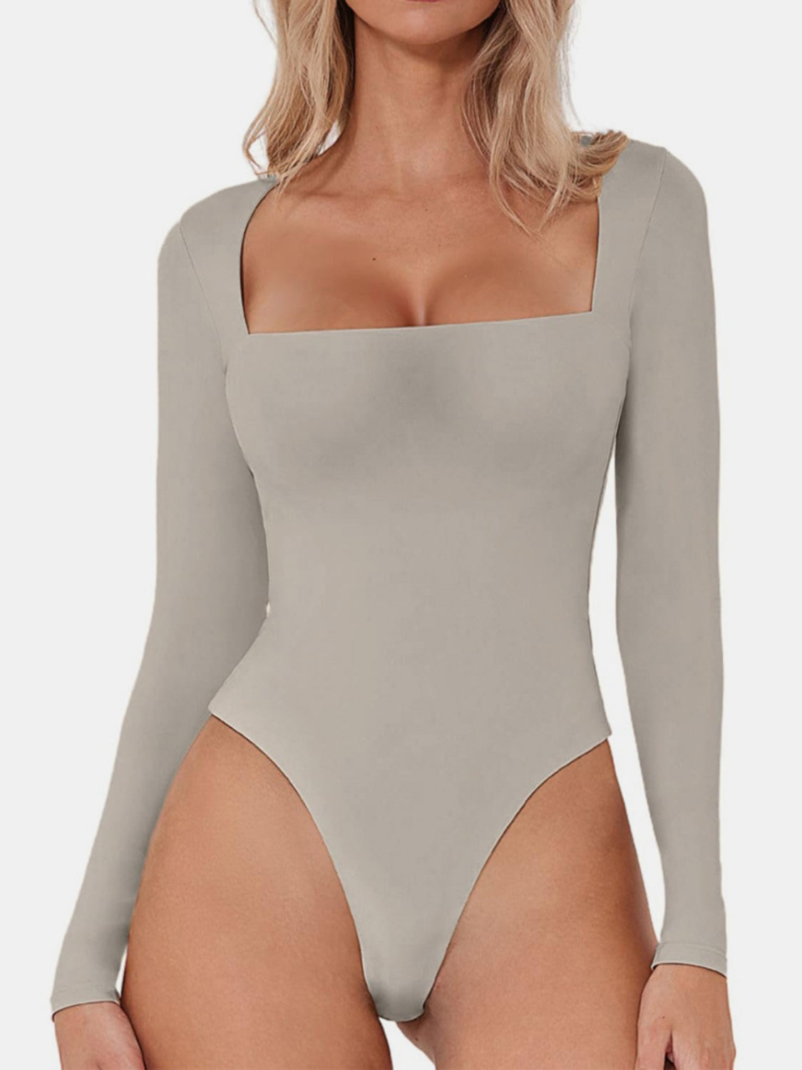 Square Neck Long Sleeve Bodysuit-TOPS / DRESSES-[Adult]-[Female]-2022 Online Blue Zone Planet